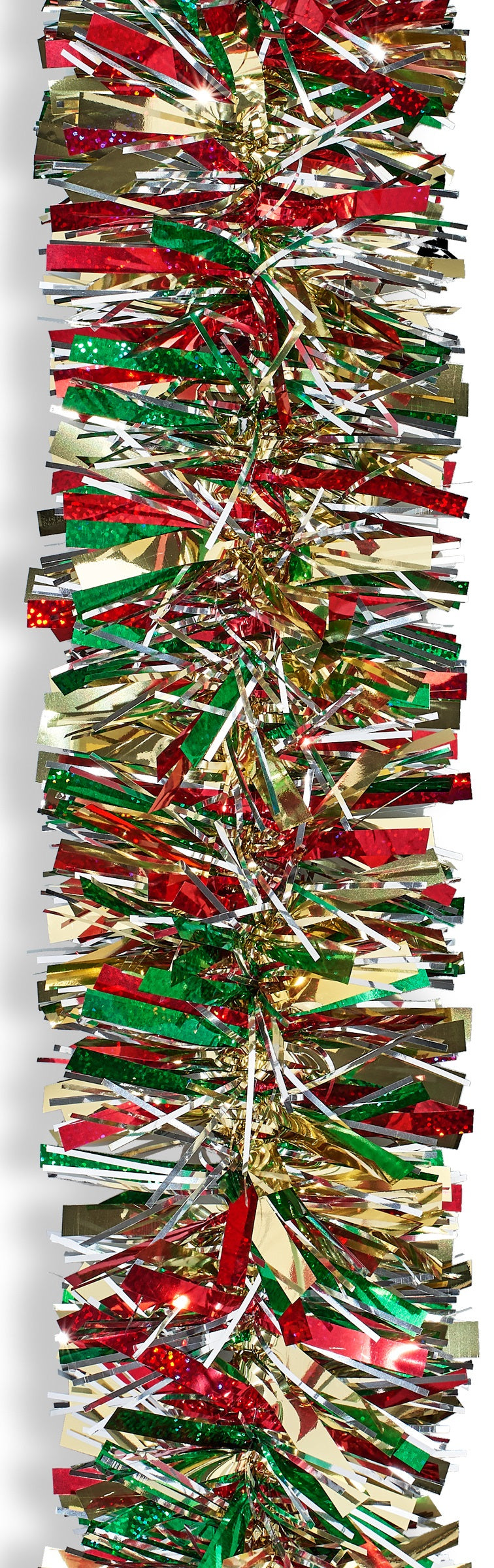 10' Deluxe Deco Laser Red, Green, Midas Gold & Silver Tinsel Garland - Perfect for Christmas Tree Decorations, Holiday Parties & Home Festive Decor