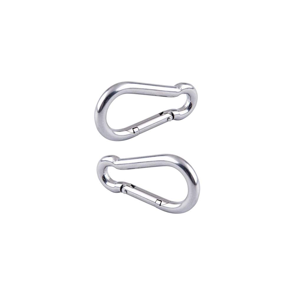 FITNESS MANIAC Heavy Duty Stainless Steel Spring Snap Hook Carabiner - Secure Gym Equipment, Weightlifting, Bodybuilding & Home Workout Accessories - Perfect for Hanging Resistance Bands, TRX Straps & Exercise Gear