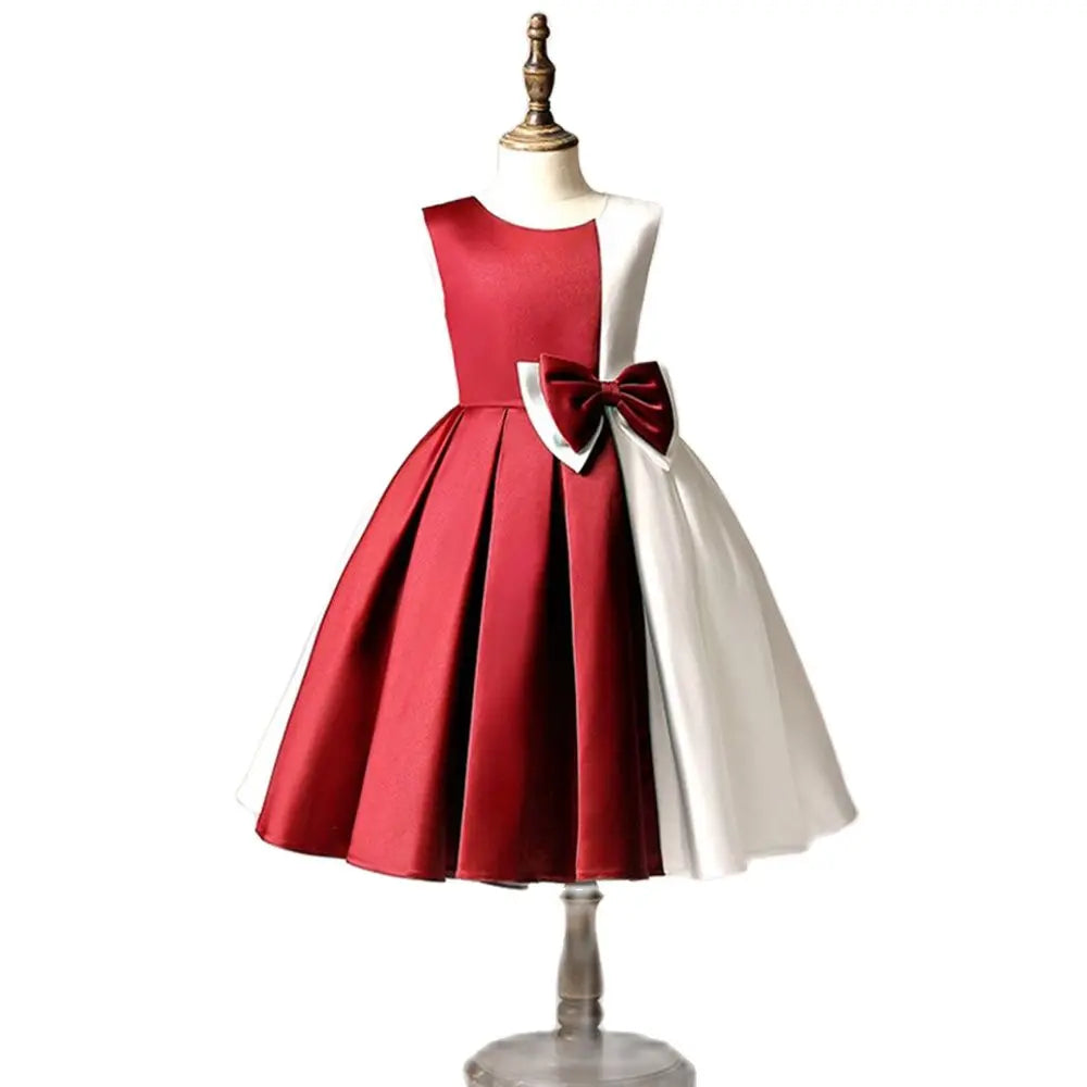 Satin Flower Girl Dress with Bow - Elegant Junior Bridesmaid Gown for Formal Wedding & Special Occasions | Perfect for Flower Girls, Pageants & First Communion