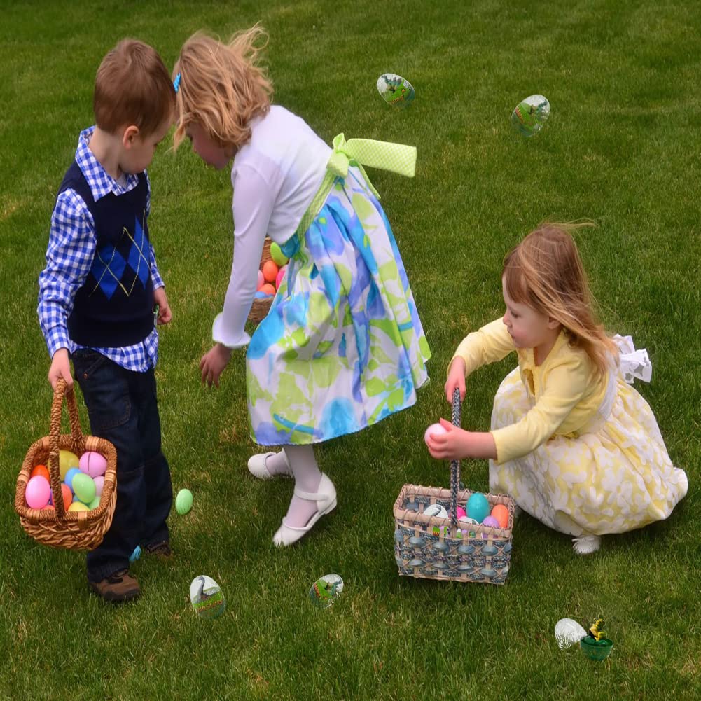 Dinosaur Pull Back Cars Toys - 4 Pcs Jumbo T-Rex & Triceratops Prefilled Easter Eggs for Kids | Basket Stuffers, Party Favors, Birthday Gifts for Boys & Girls | Perfect for Easter Celebrations, Classroom Rewards & Playtime Fun