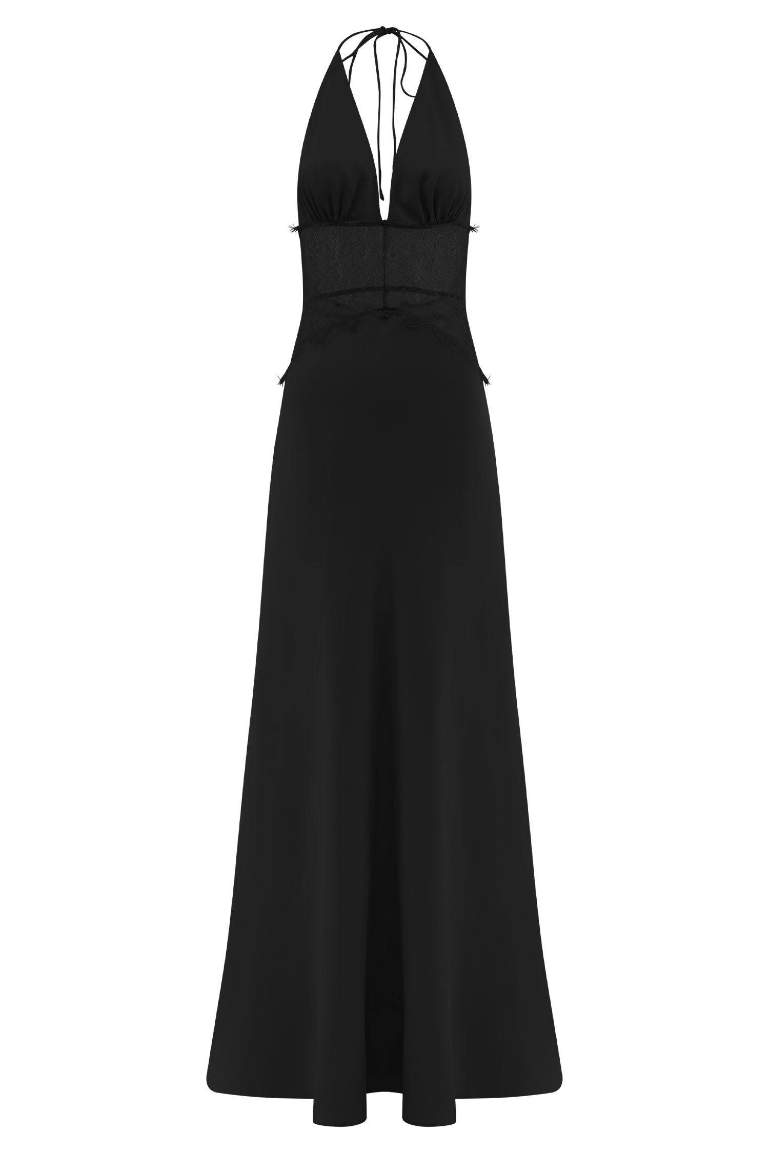 Elegant Dinah Black Lace and Satin Maxi Dress for Women - Perfect for Evening Parties, Weddings & Special Occasions