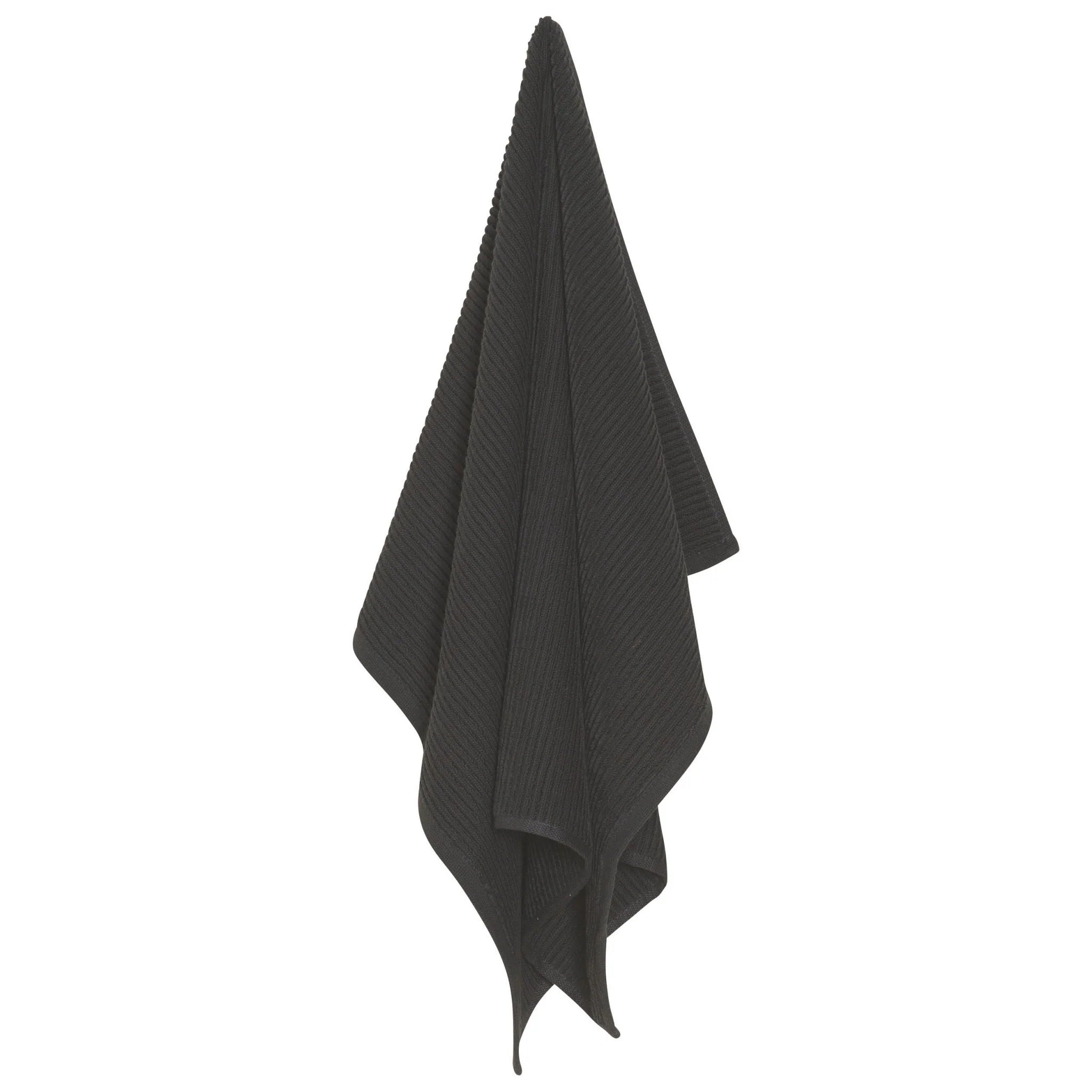 Premium Danica Ripple Terry Cotton Dish Towel - Super Absorbent Kitchen Towel for Drying Dishes, Hands & Countertops - Stylish Black Dishcloth for Modern Kitchens