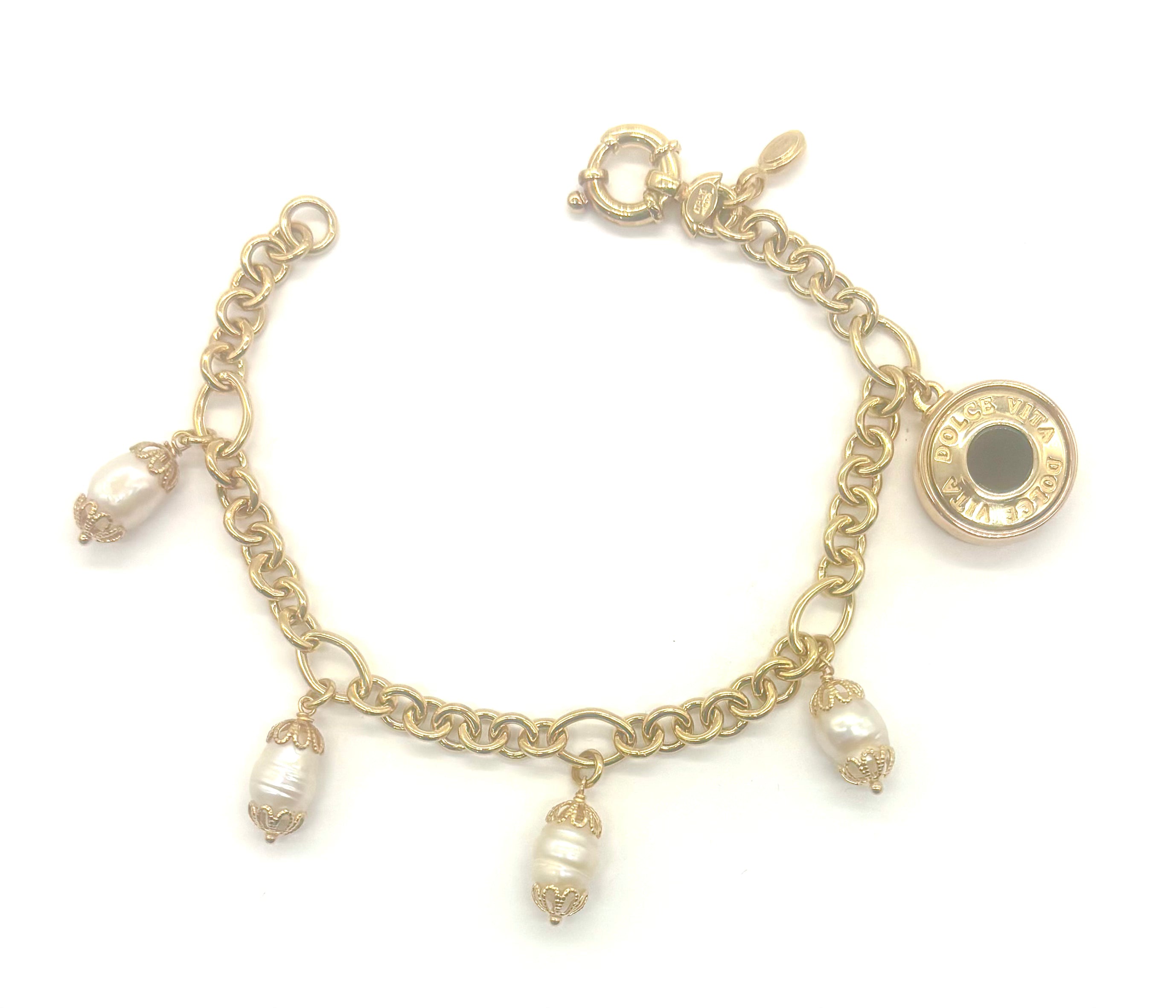 14K Gold Link Bracelet with Genuine Pearls - Elegant Jewelry for Women, Perfect for Weddings, Parties & Everyday Wear