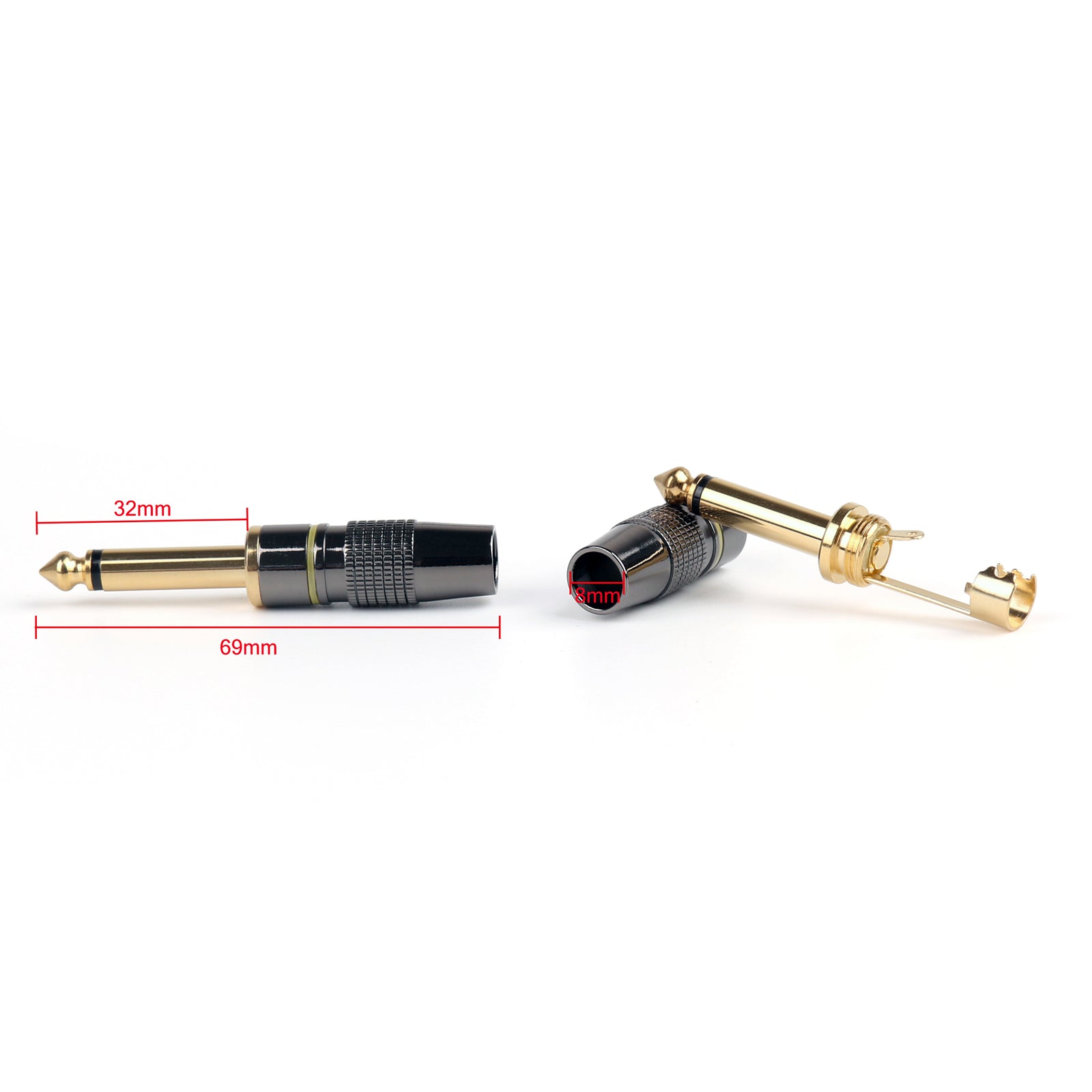 10 Pcs High-Quality 6.3mm (1/4 Inch) Copper Mono Jack Plug Connectors for Soldering - Perfect for Guitar Cables, Audio Equipment, and DIY Electronics Projects