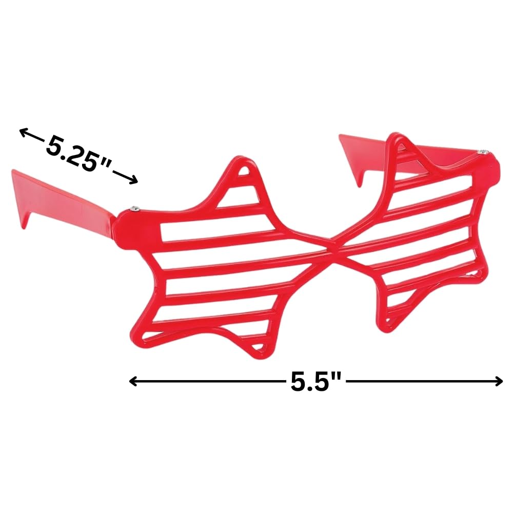 Fun Express RWB Star Shaped Shutter Shade Sunglasses (1 Dozen) - Bulk Party Favors for Patriotic Events, 4th of July Celebrations & Costume Parties