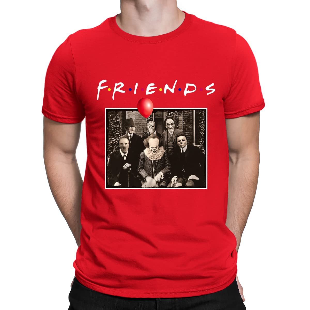 Friends Horror Halloween T-Shirt - Michael Myers & Jason Scary Movie Tee for Women & Men | Horror Movie Fan Gift, Halloween Party Outfit, Cosplay Costume