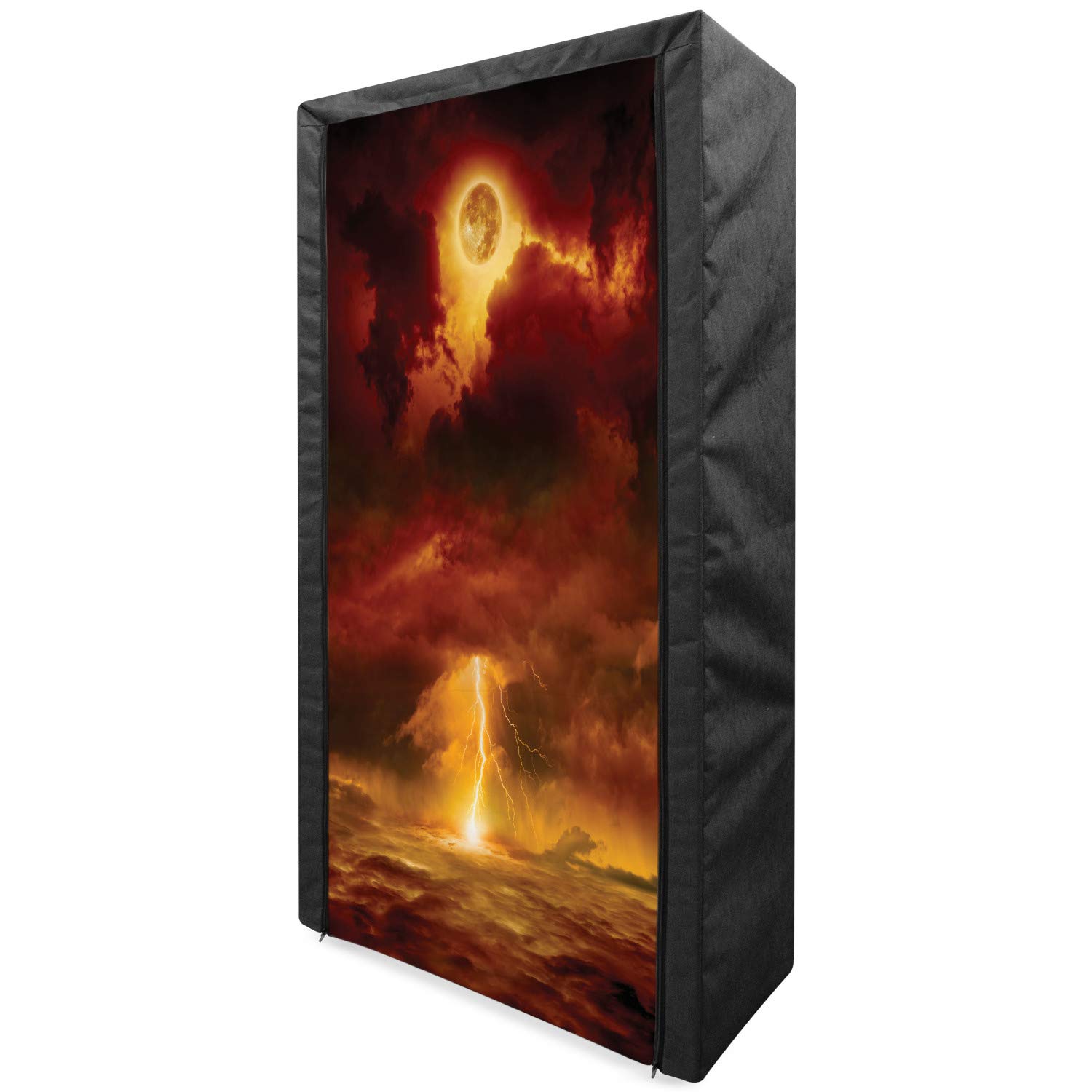 Ambesonne Portable Fabric Wardrobe - Apocalyptic Storm & Moon Design, 33.5
