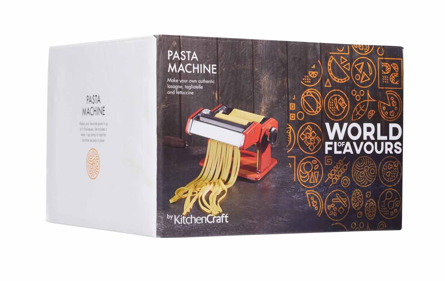 Premium Stainless Steel Pasta Maker Machine - Kitchen Craft World of Flavours - Red | Handmade Pasta, Ravioli & Noodles | Perfect for Italian Cooking, Home Chefs & Gourmet Kitchens