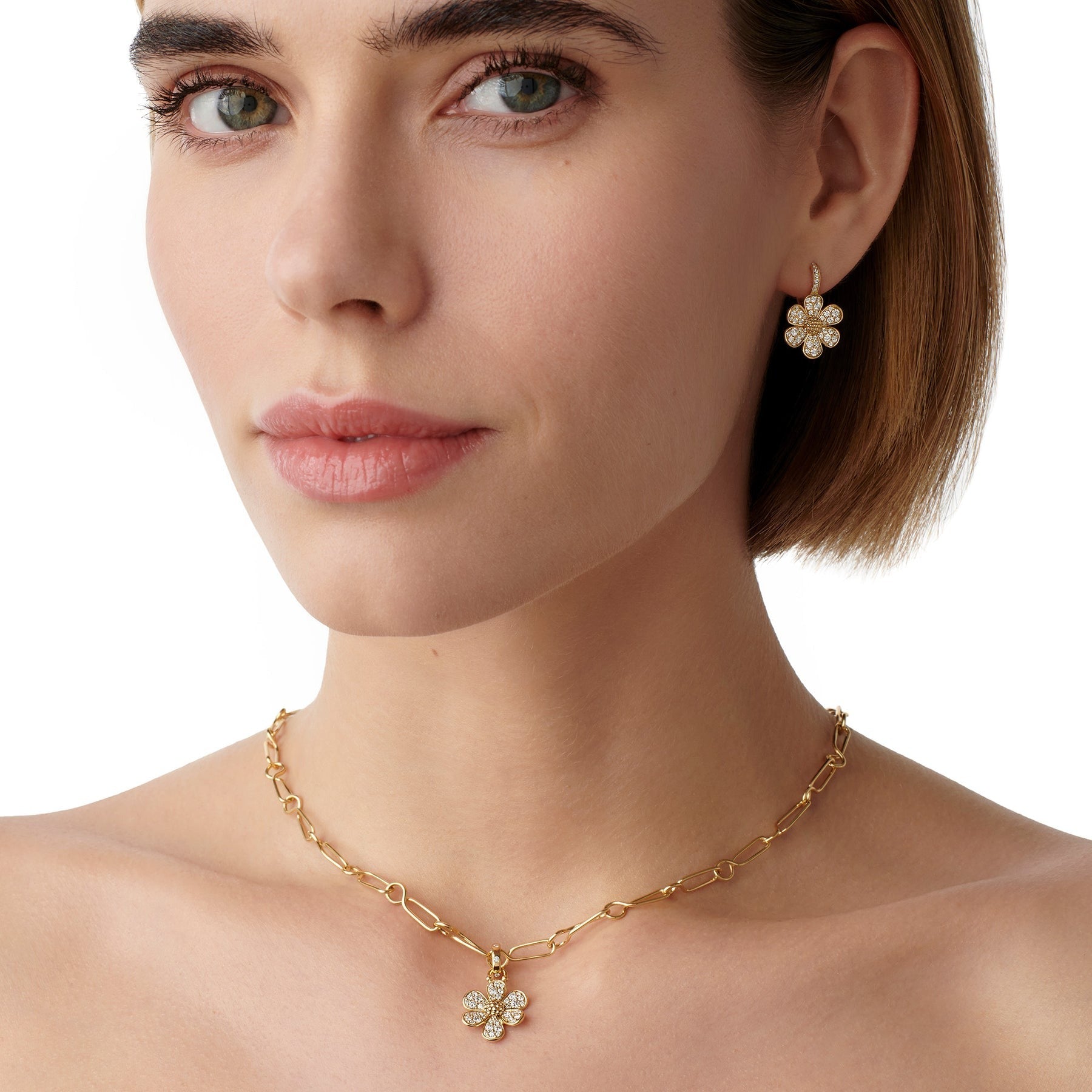 Temple St. Clair Snow Flower Earrings - 18K Gold Plated Floral Dangle Earrings for Women, Elegant Gift for Wedding, Anniversary & Special Occasions