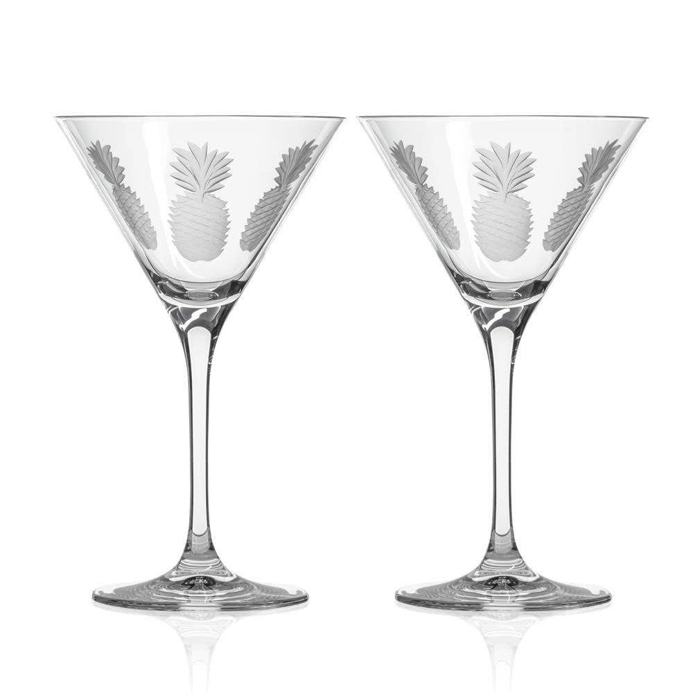 Premium 10oz Pineapple Martini Glasses Set of 2 - Tropical Cocktail Glasses for Pineapple Martini, Piña Colada & Summer Drinks - Perfect for Beach Parties, Poolside Bars & Hawaiian Themed Events