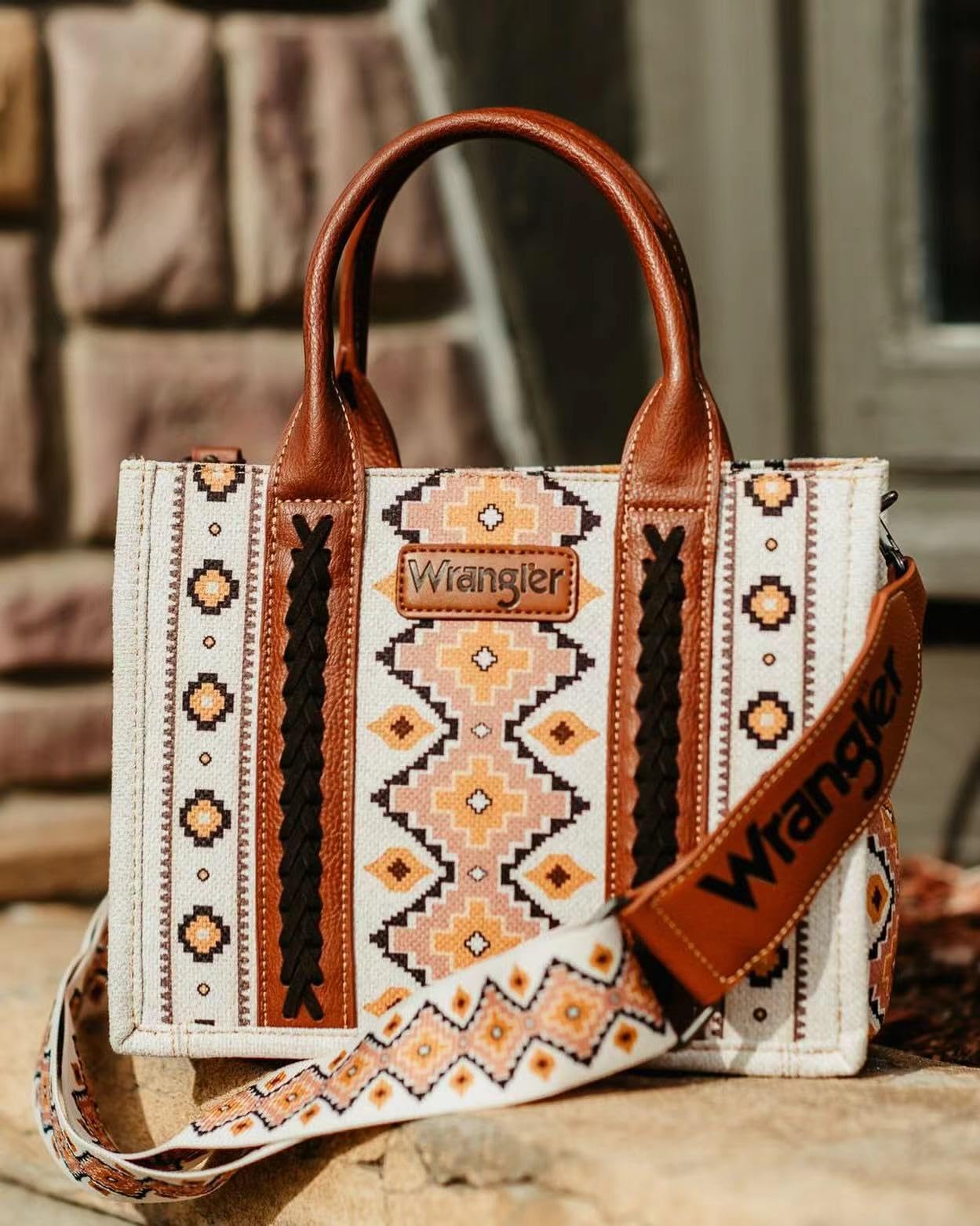 Wrangler Aztec Tote Bag for Women - Boho Shoulder Purse & Western Handbag - Perfect for Travel, Shopping & Everyday Use