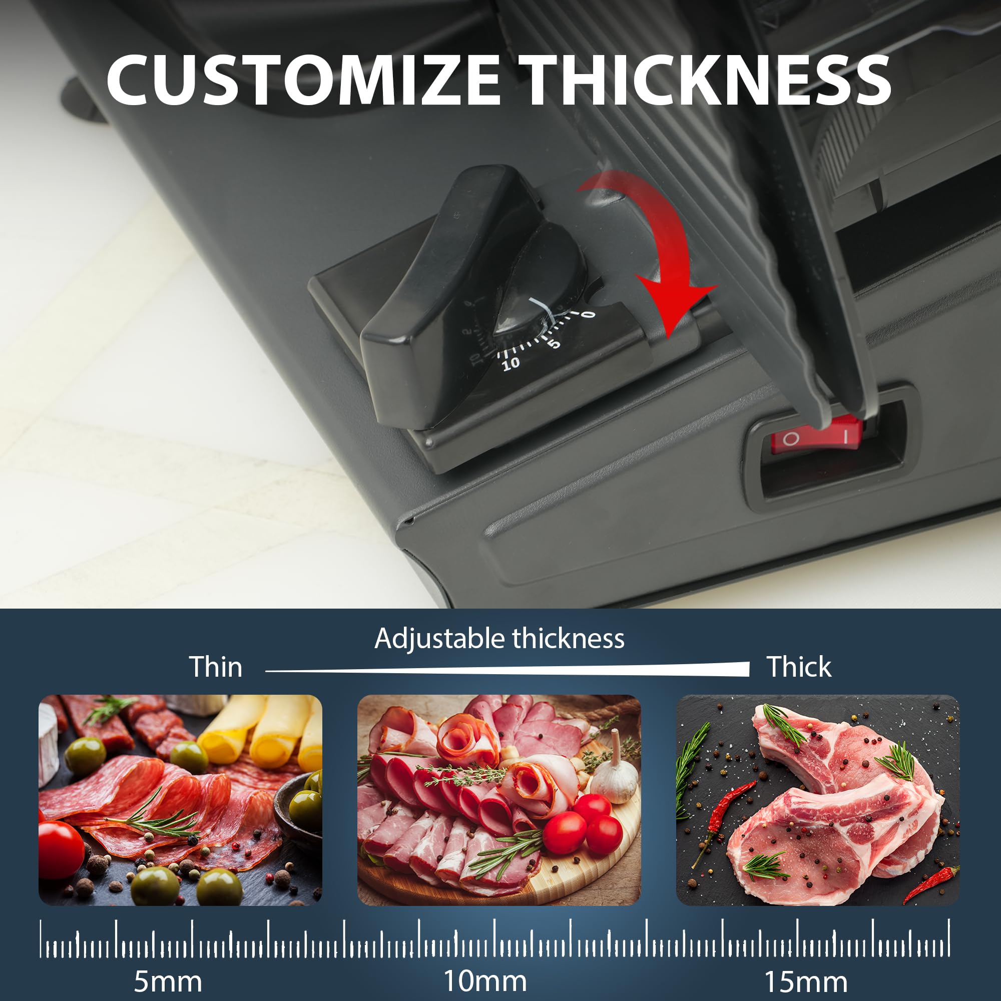 Electric Meat Slicer for Home & Commercial Use - 7.5
