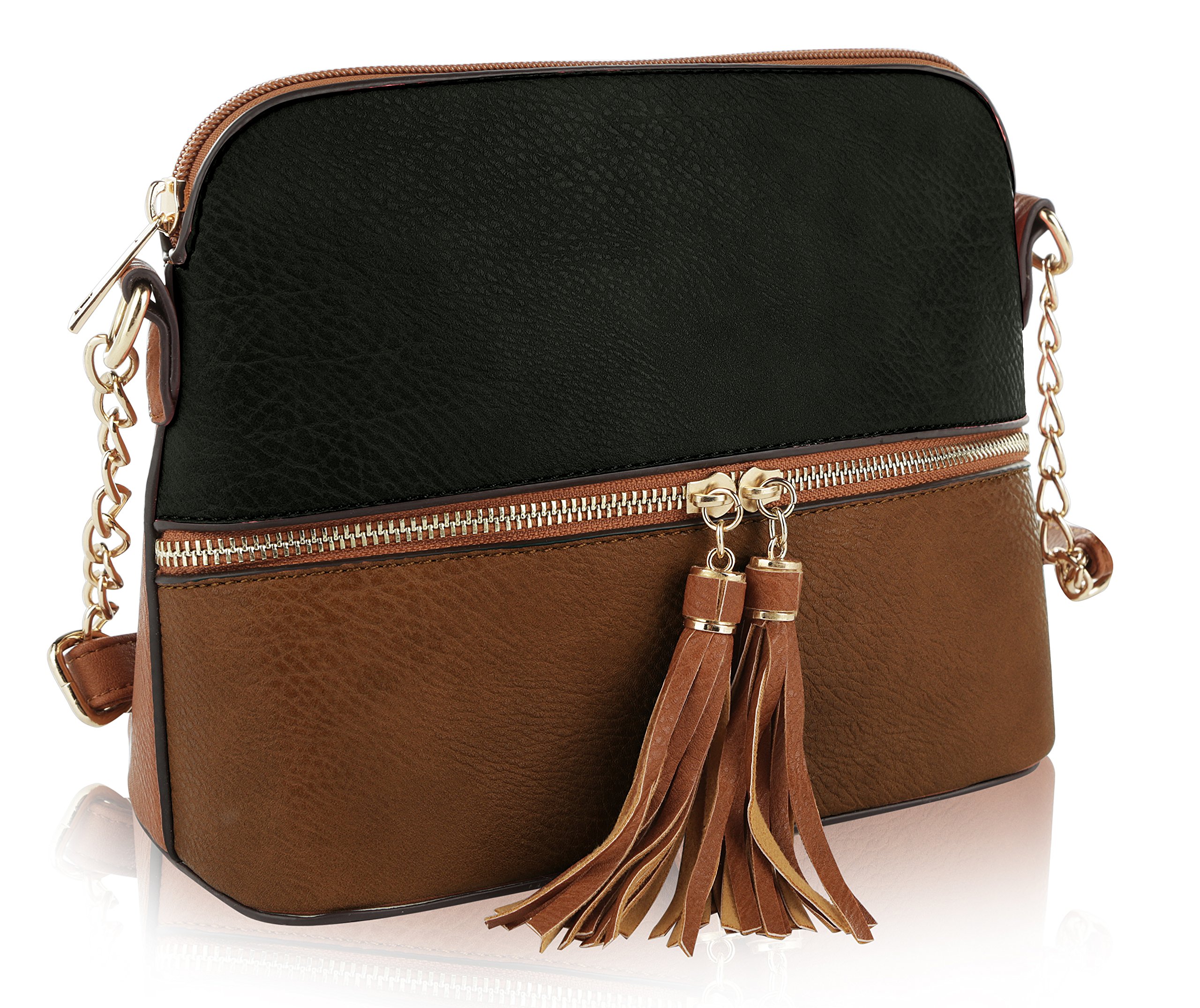 MKF Women's Crossbody Bag - PU Leather Shoulder Bag with Triple Compartment, Adjustable Strap - Perfect for Work, Travel & Everyday Use
