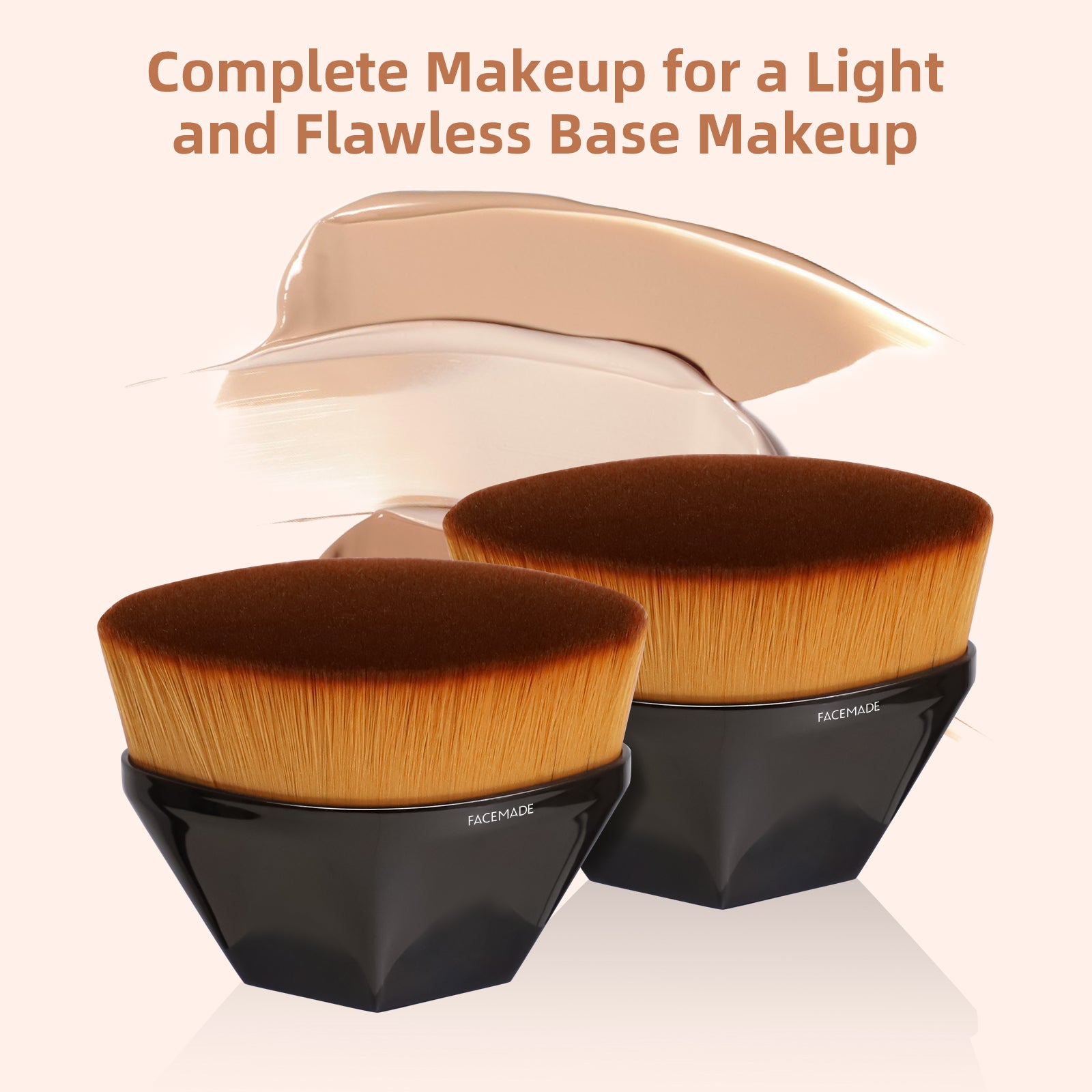 FACEMADE Professional Foundation Makeup Brush for Liquid, Cream & Powder Cosmetics | Soft Bristles for Flawless Blending | Includes Protective Travel Case | Perfect for Daily Makeup & On-the-Go Touch Ups