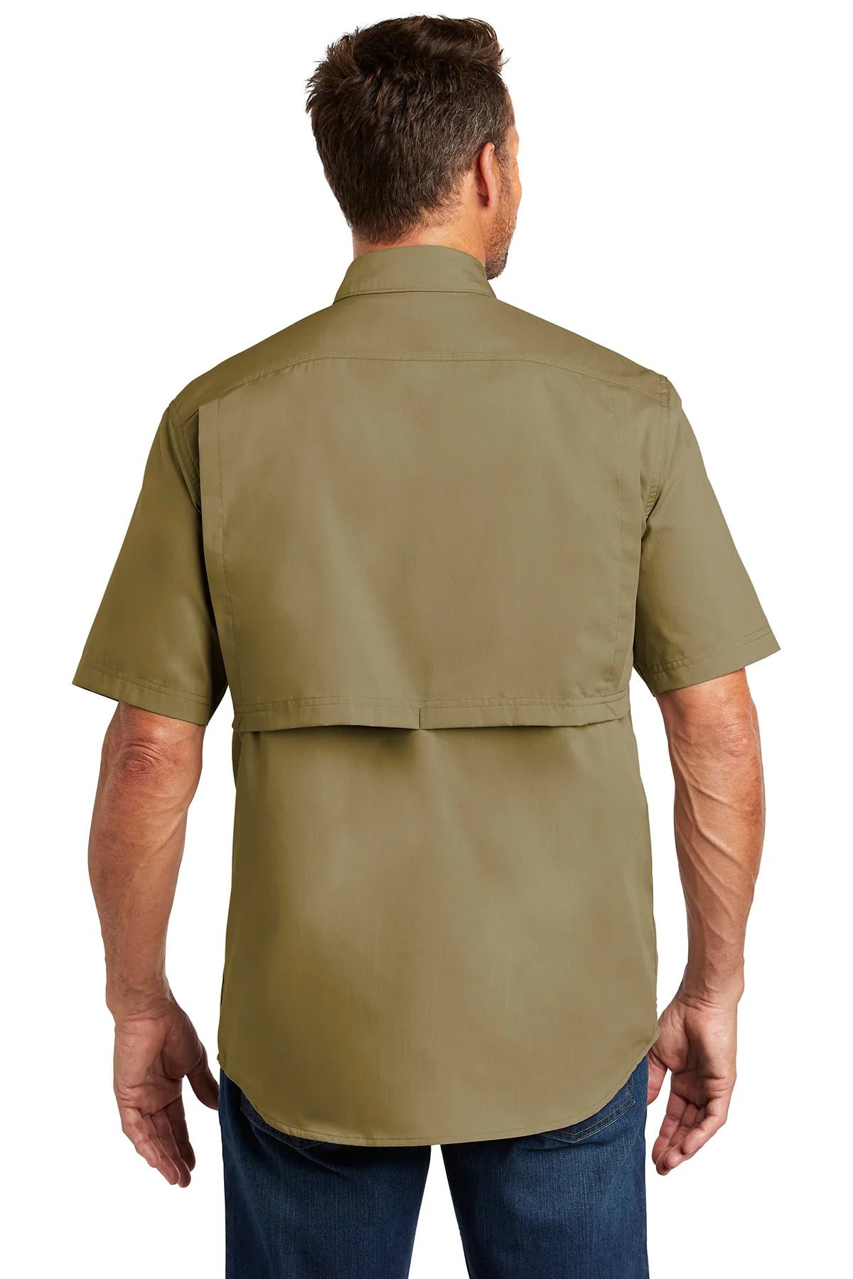 Carhartt Force Ridgefield Solid Custom Work Shirts for Men - Durable Dark Khaki Cotton Shirt for Construction, Outdoor & Casual Wear