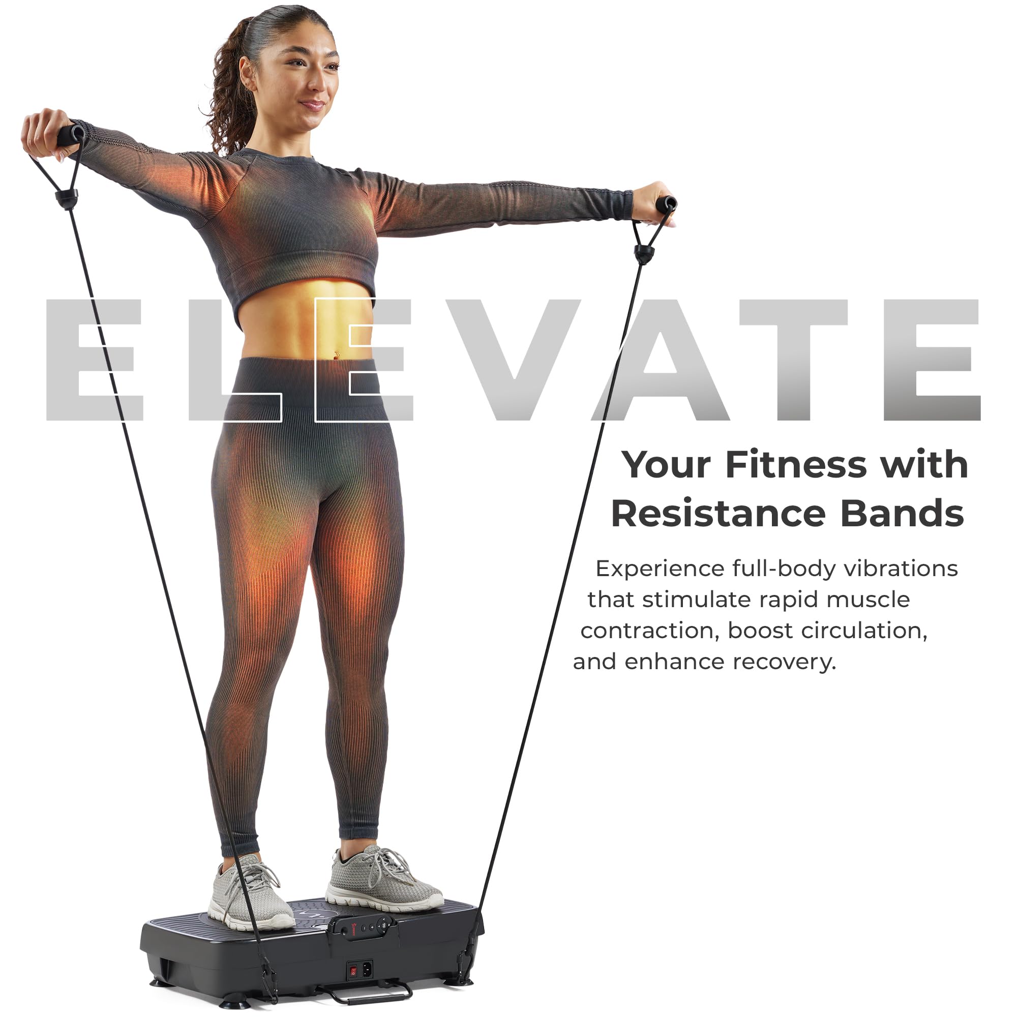 Sunny Health & Fitness Vibration Plate Exercise Machine - Full Body Workout Platform with 20 Speeds & 5 Modes for Lymphatic Drainage, Weight Loss & Muscle Recovery | Home Gym Equipment for Tension Relief & Fitness Training