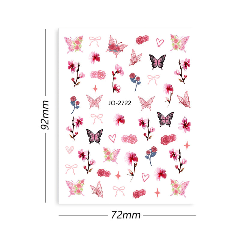 3D Butterfly Nail Stickers - Floral Design Nail Art Decals JO 2715 2725 for DIY Manicure & Nail Decoration - Perfect for Parties, Weddings, and Special Occasions