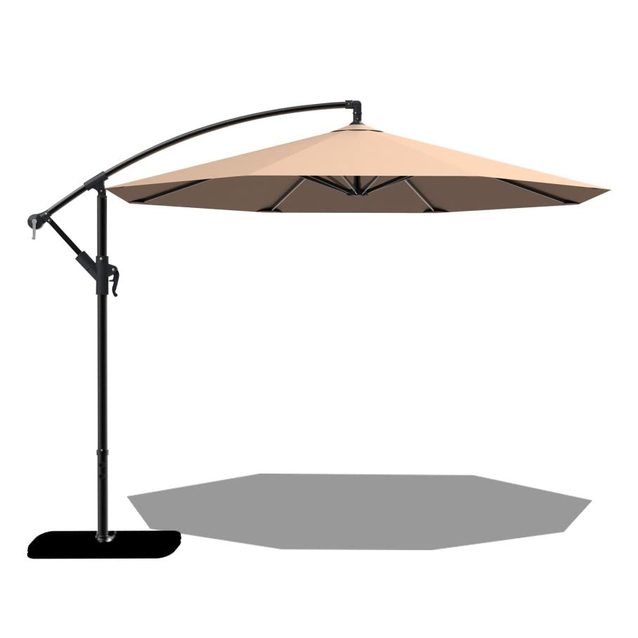 12 FT Outdoor Cantilever Umbrella - Large Patio Offset Umbrella with Sturdy Canopy for Backyard, Poolside, Balcony & Garden - Beige Sun Shade for Relaxing & Outdoor Dining