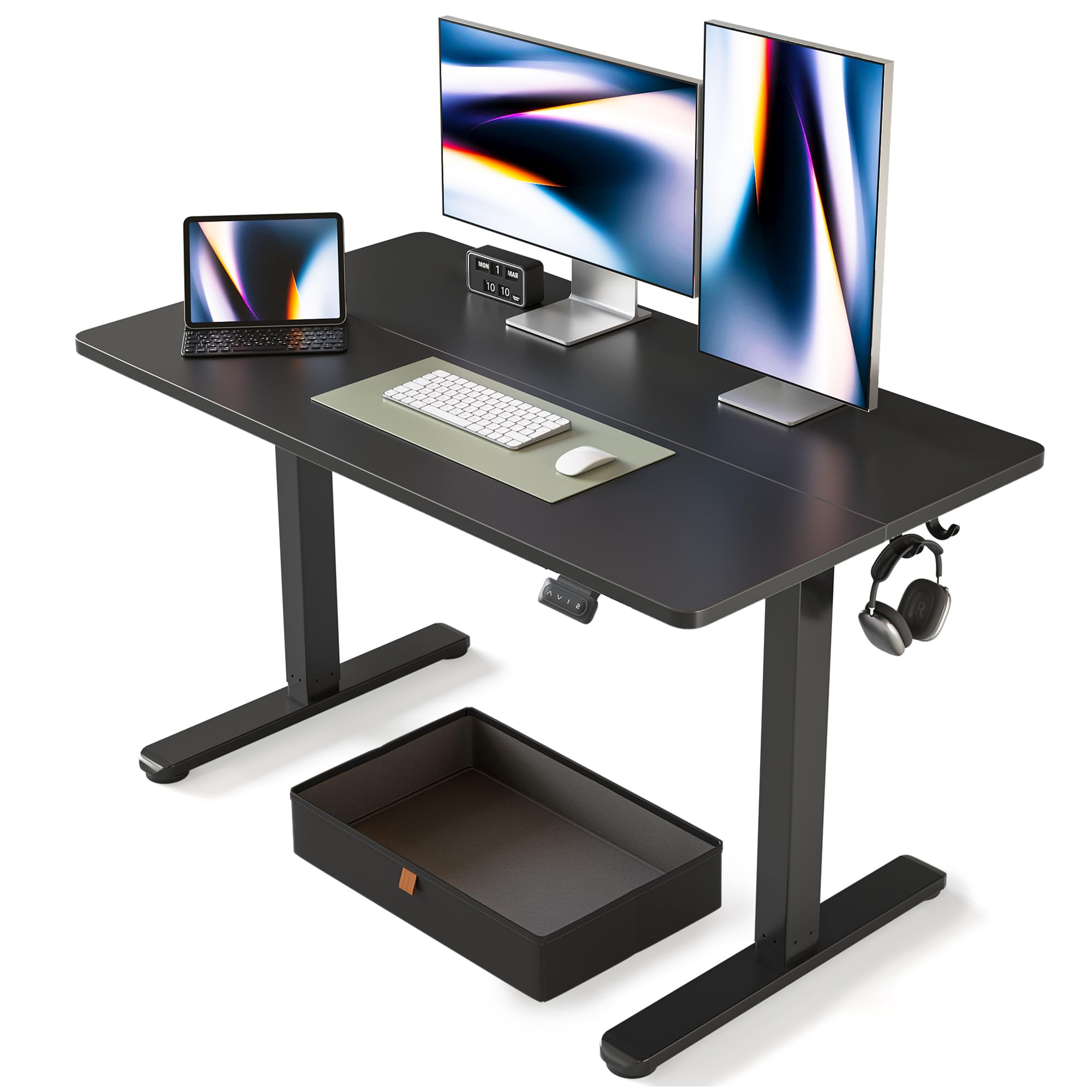 FEZIBO 48 x 24 Inches Electric Standing Desk with Drawer - Adjustable Height Ergonomic Computer Desk for Home Office, Black | Perfect for Remote Work, Gaming & Study Spaces