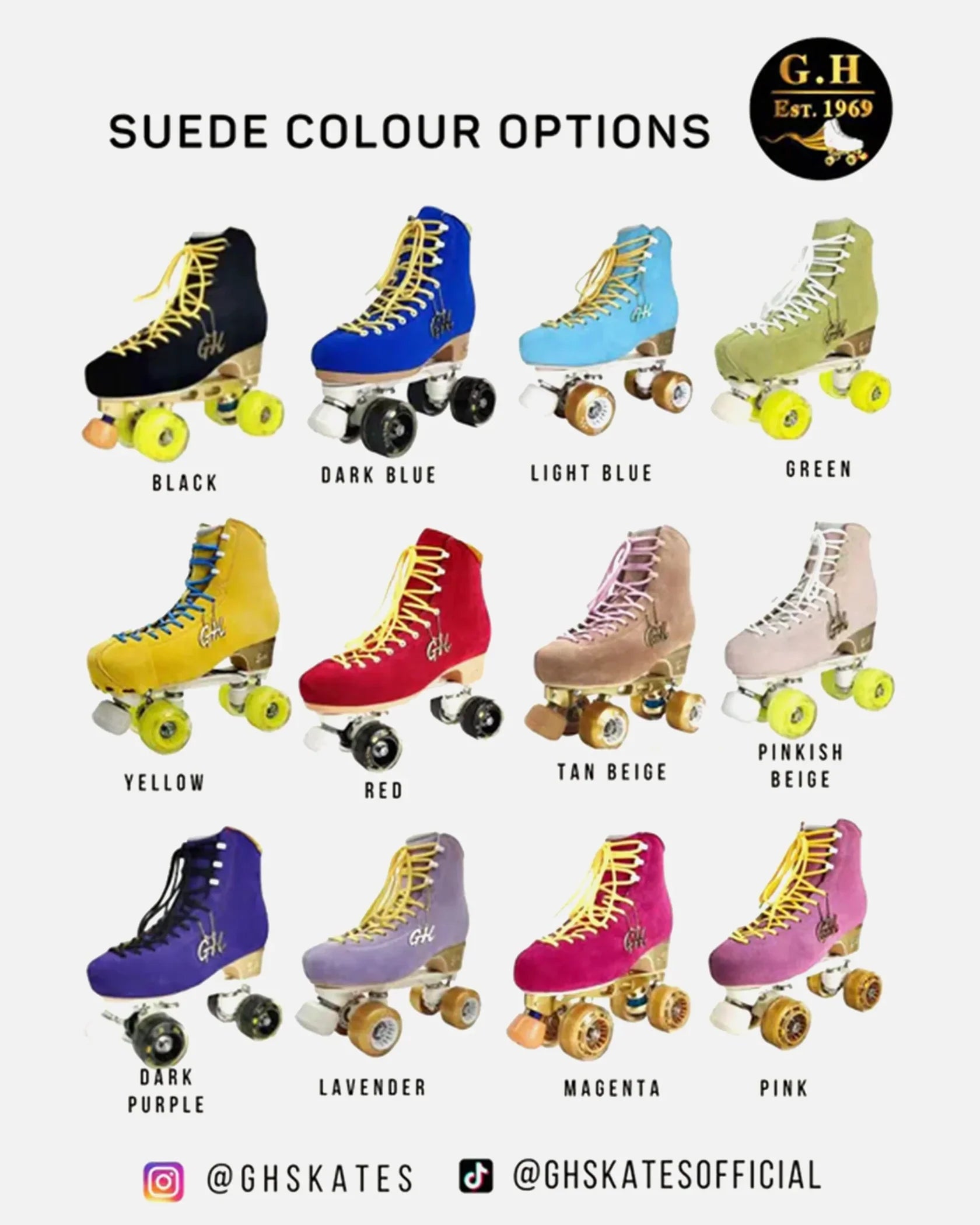 GH Dance Classic Diamond Quad Roller Skates for Women & Men - Color Jam Style with Vanguard/Jaboco Frame - Perfect for Roller Derby, Rink Skating & Outdoor Use