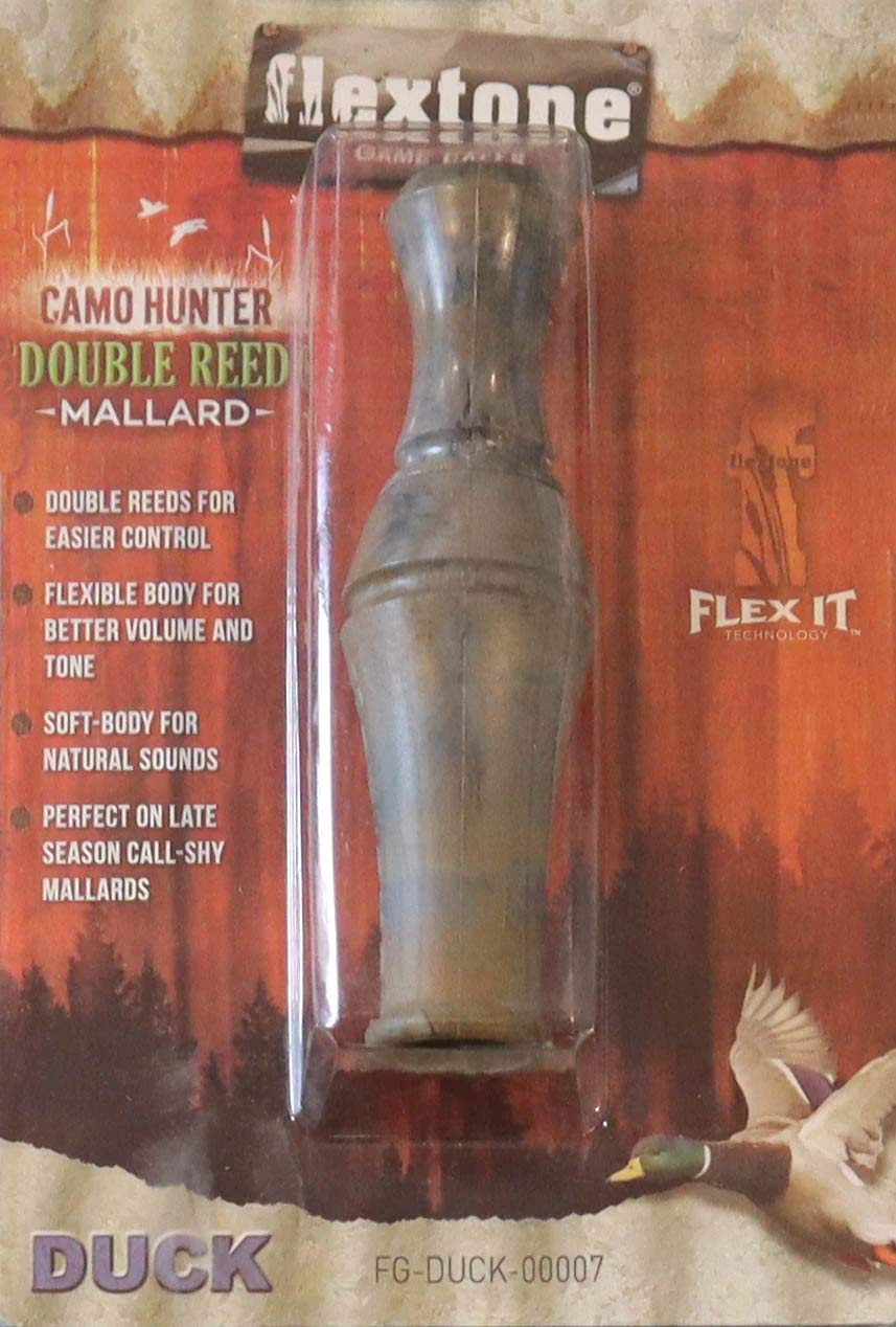 Flextone Camo Hunter Double Reed Duck Call - Realistic Waterfowl Hunting Sound for Ducks & Geese - Perfect for Hunting, Training & Outdoor Adventures
