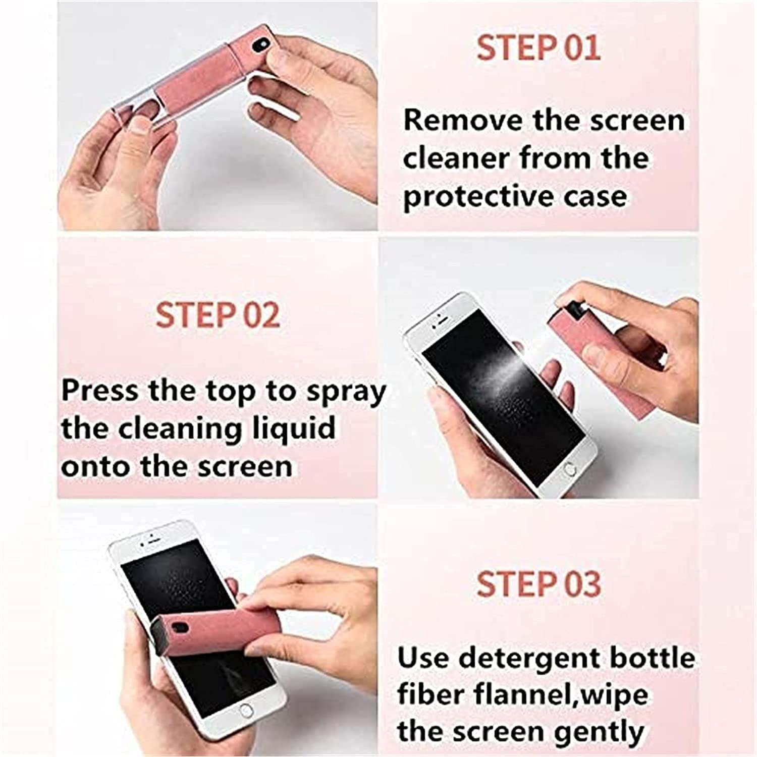 Touchscreen Mist Cleaner & Fingerprint-Proof Screen Cleaner Spray - Safe for Phones, Laptops & Tablets - 2-in-1 with Microfiber Cloth (Gray) - Perfect for Home, Office & Travel Use