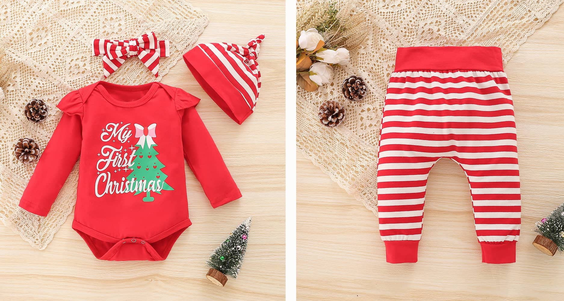 Newborn Baby Girl First Christmas Outfit - Cute Elf Costume with Ruffle Pants | 0-18 Months Holiday Clothing Set | Perfect for Christmas Photos, Parties & Family Gatherings