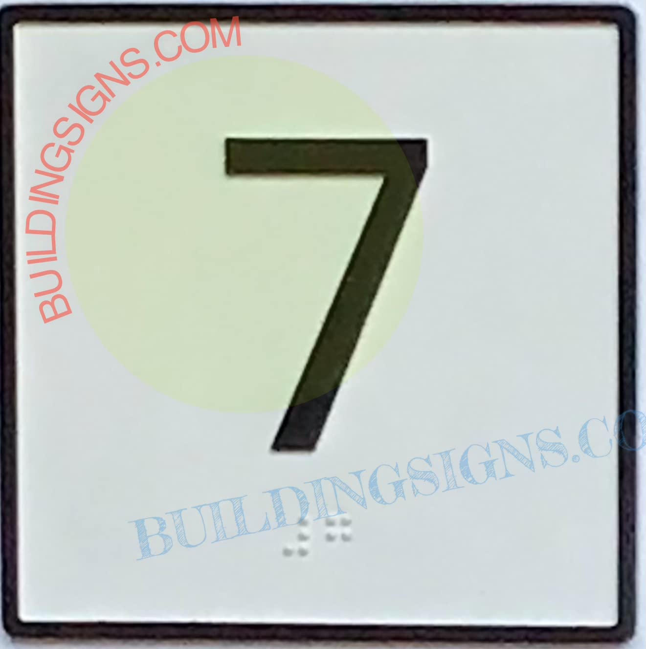 Cast Iron Elevator Floor Number 7 Sign - 4x4 Inch White Background Jamb Plate - Durable Metal Elevator Sign for Office Buildings, Hotels & Apartments