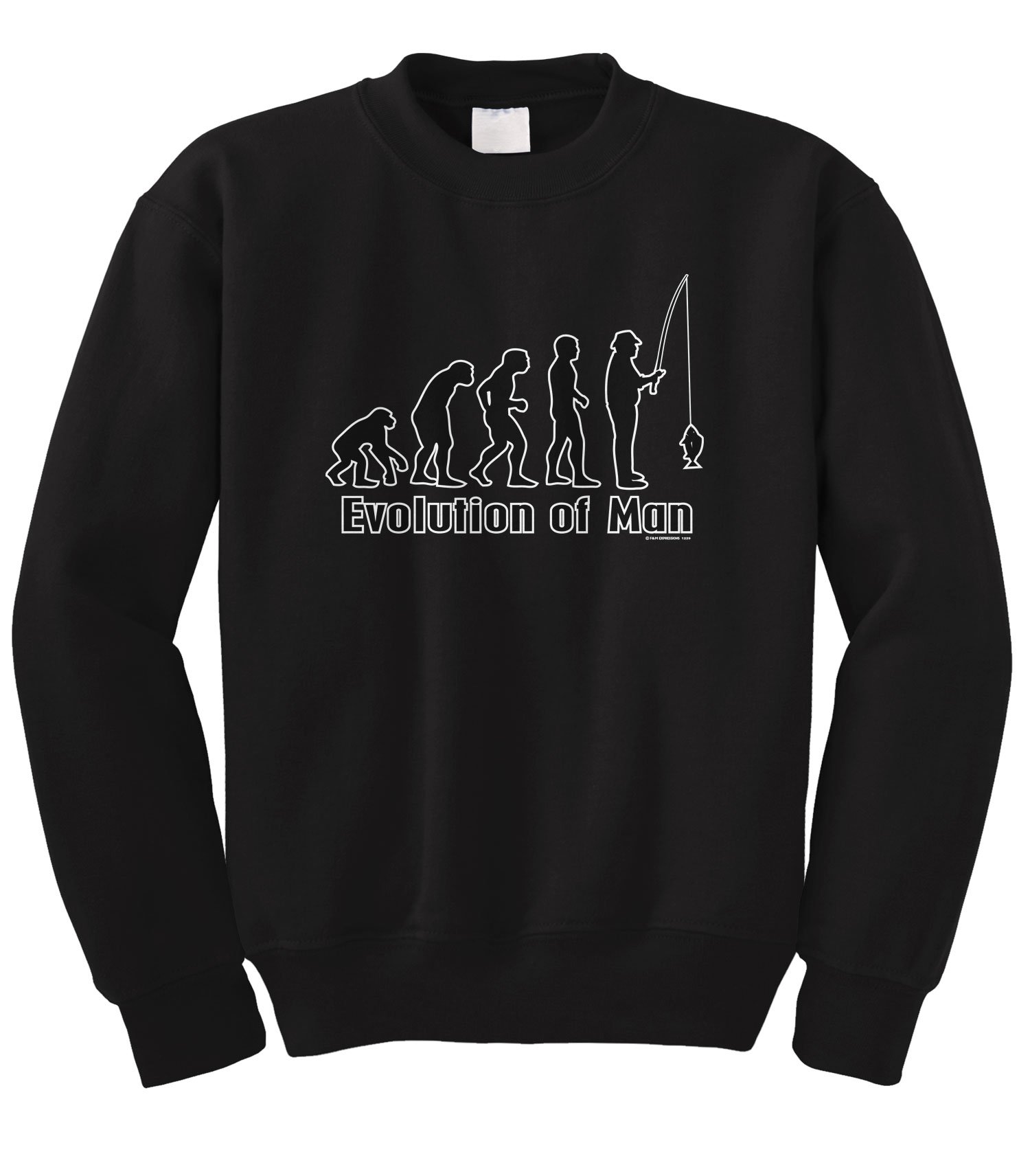 Funny Fishing Crewneck Sweatshirt - Cybertela Evolution of Man Fisherman Design | Perfect Gift for Anglers & Fishing Enthusiasts | Great for Fishing Trips, Boat Parties & Outdoor Adventures