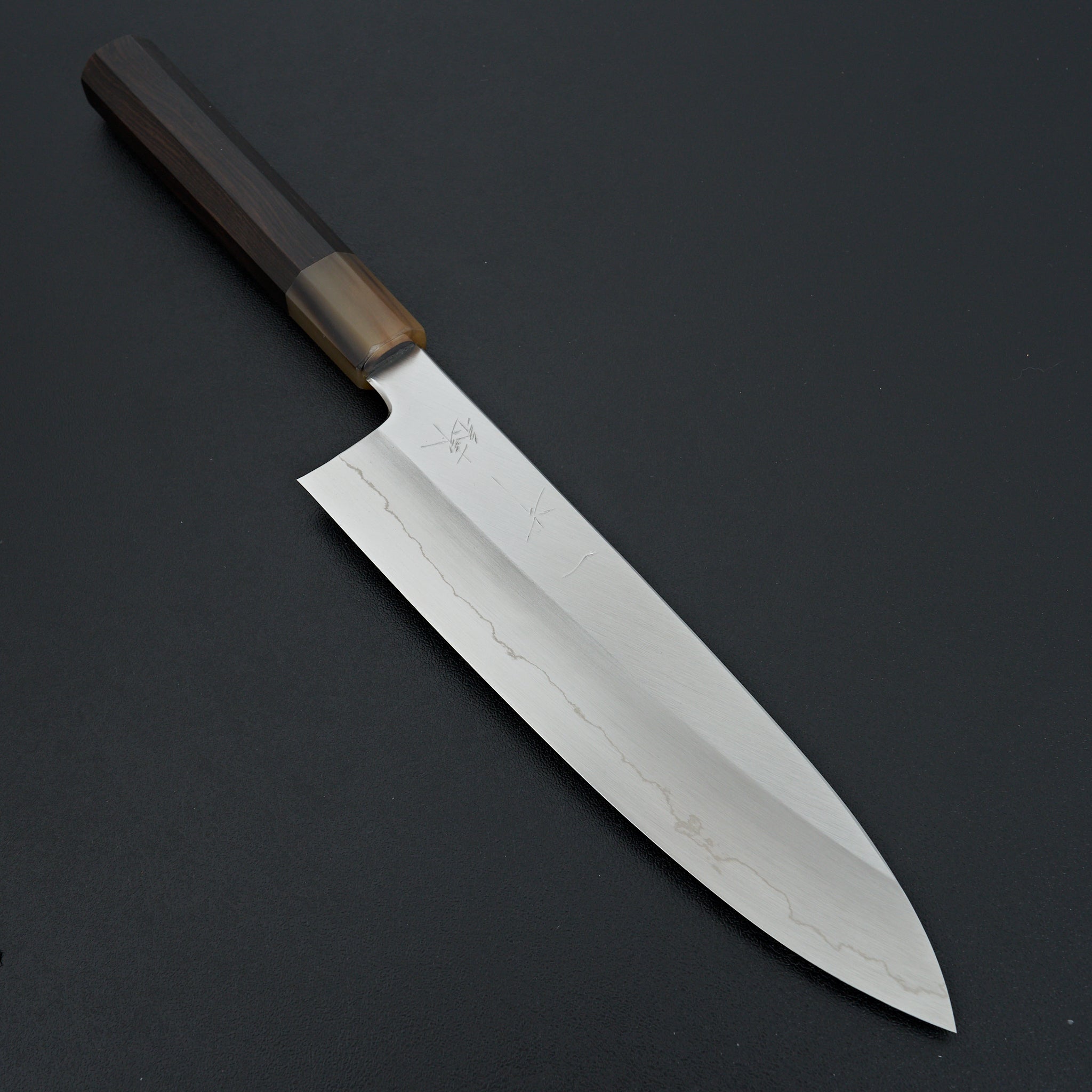 Premium Hitohira Kikuchiyo Ren Silver #3 Gyuto 210mm Japanese Chef Knife with Ebony Wood Handle - Perfect for Sushi, Meat Cutting & Professional Kitchen Use