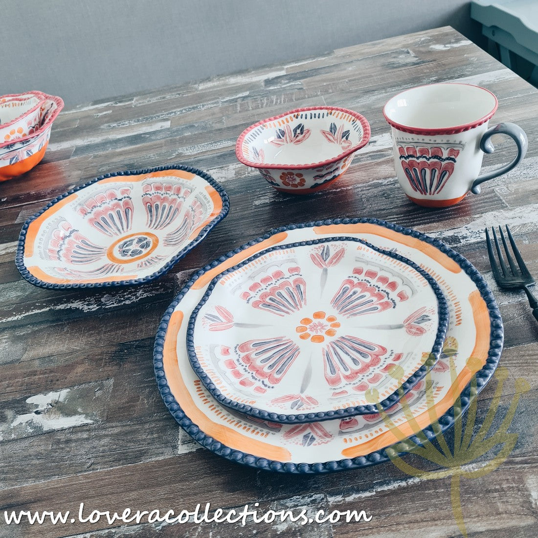 Afrocentric Orange Dinnerware Set - Elegant Ceramic Plates & Bowls for African-Themed Dining - Perfect for Family Dinners, Cultural Events & Restaurant Decor