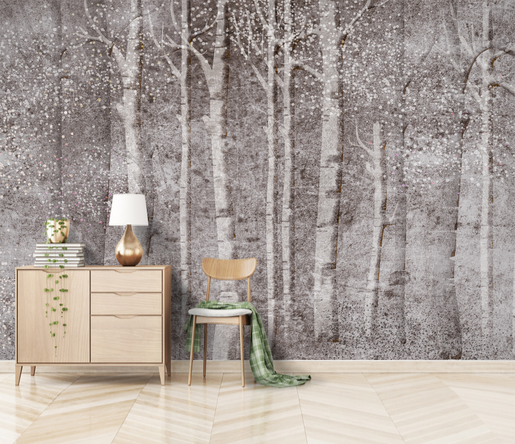 Woods Design Forest Tree Trunks Wallpaper Mural - Nature-Inspired Peel and Stick Wall Decor for Living Room, Bedroom & Office - Easy to Install & Removable