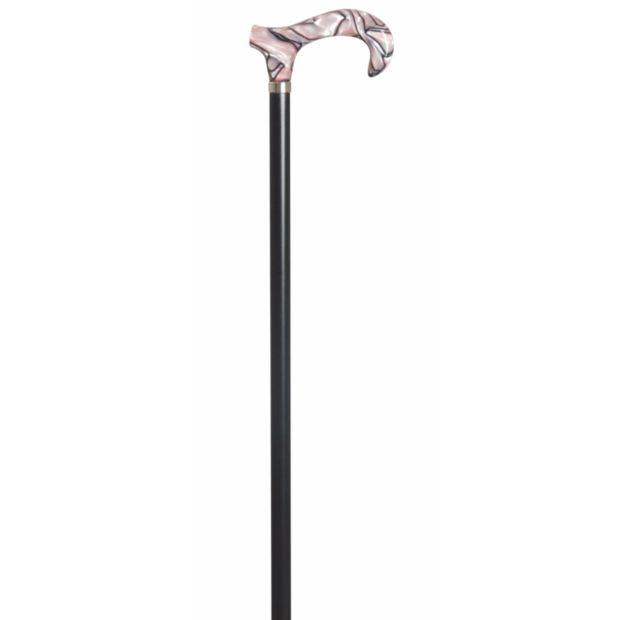 Elegant Pink Marble Acrylic Derby Cane - Lightweight Walking Stick for Women & Seniors - Fashionable Mobility Aid for Daily Use, Travel, and Outdoor Activities