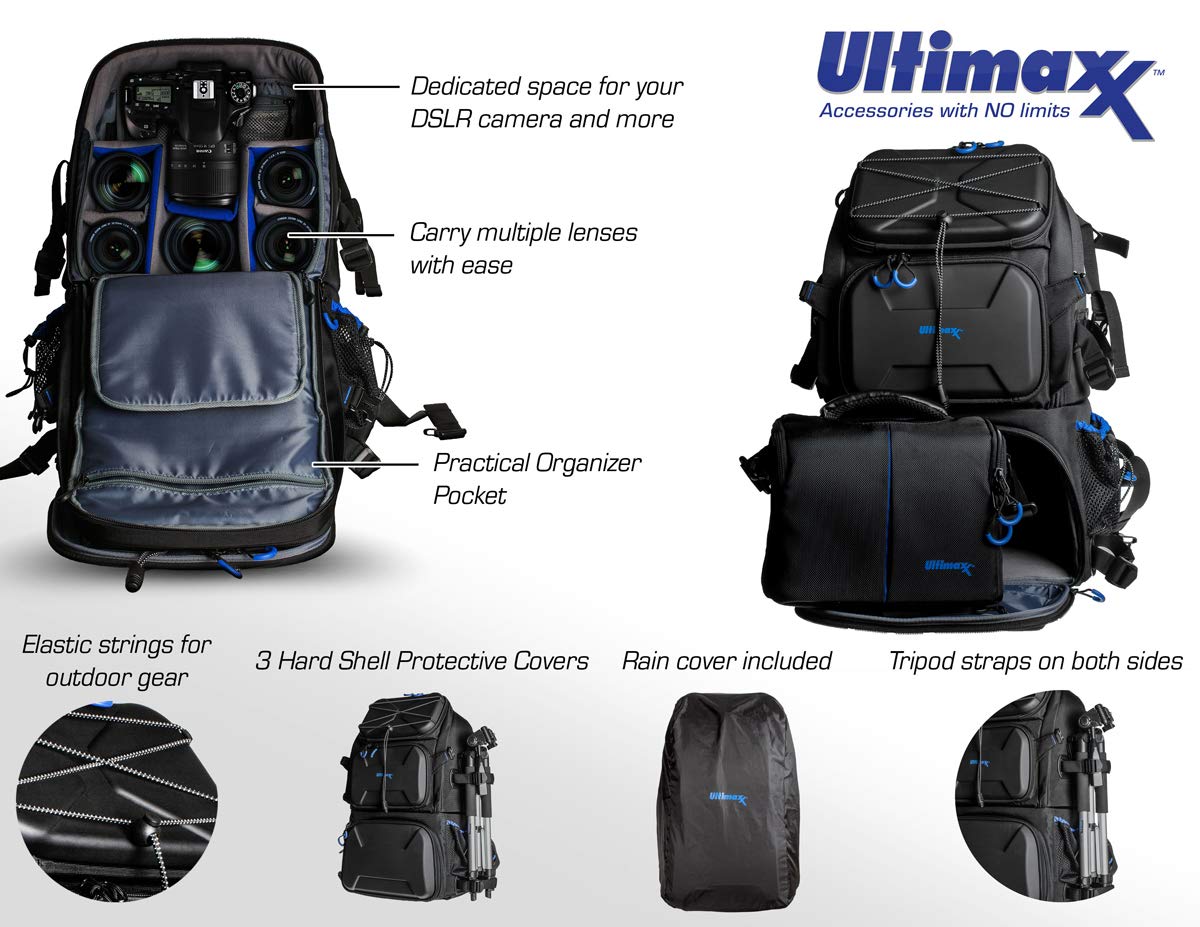 Extra Large DSLR/SLR Camera Backpack for Nikon, Canon, Sony, Panasonic, Pentax, Olympus & Fuji - Waterproof Travel Photography Bag with 15.6