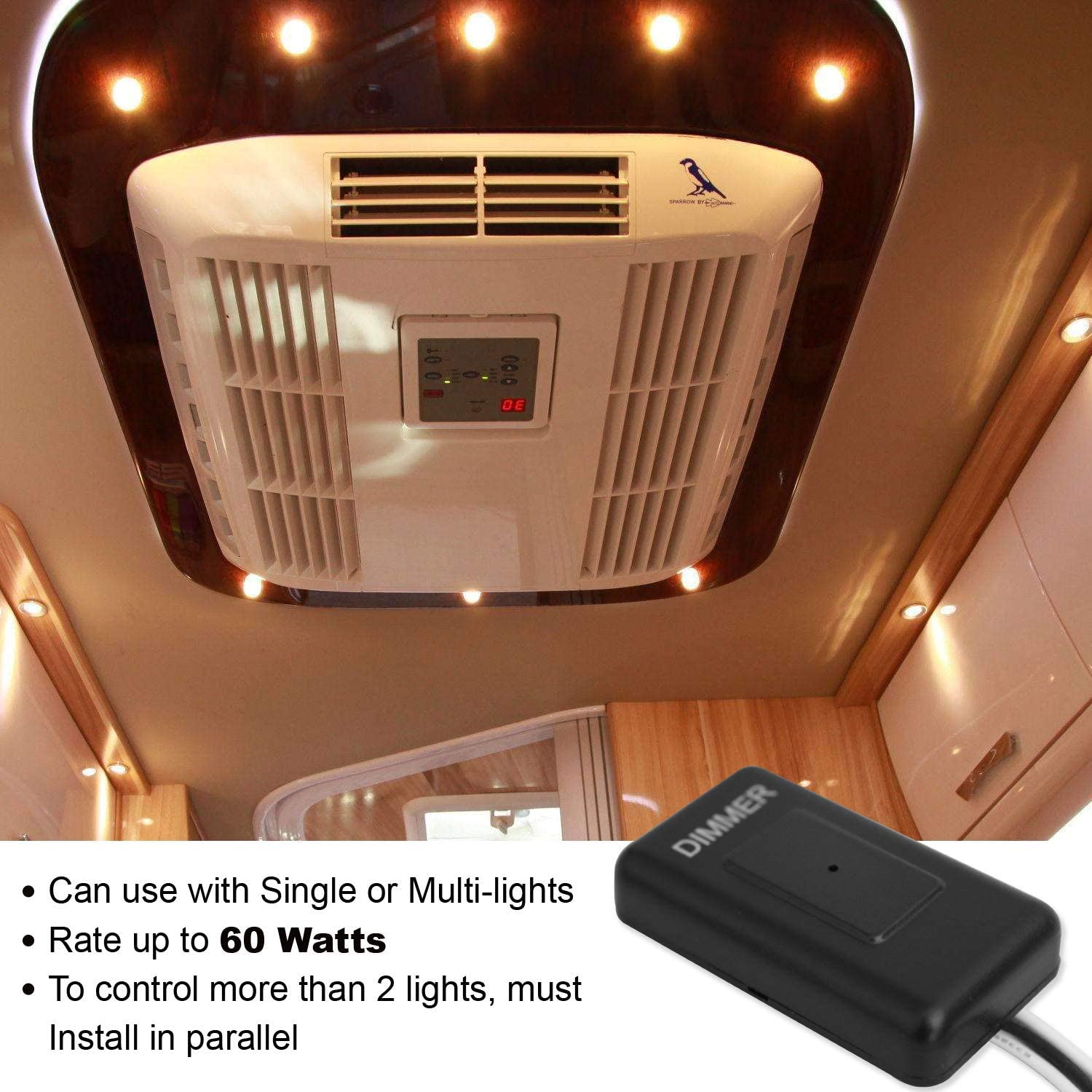 Facon RV Puck Light with Dimmer Switch Set - 6Packs 4.5 Inch and 6Packs 3 Inch Recessed LED Lights, 60W Touch Dimmer - Perfect for RV, Camper, Trailer, and Marine Lighting