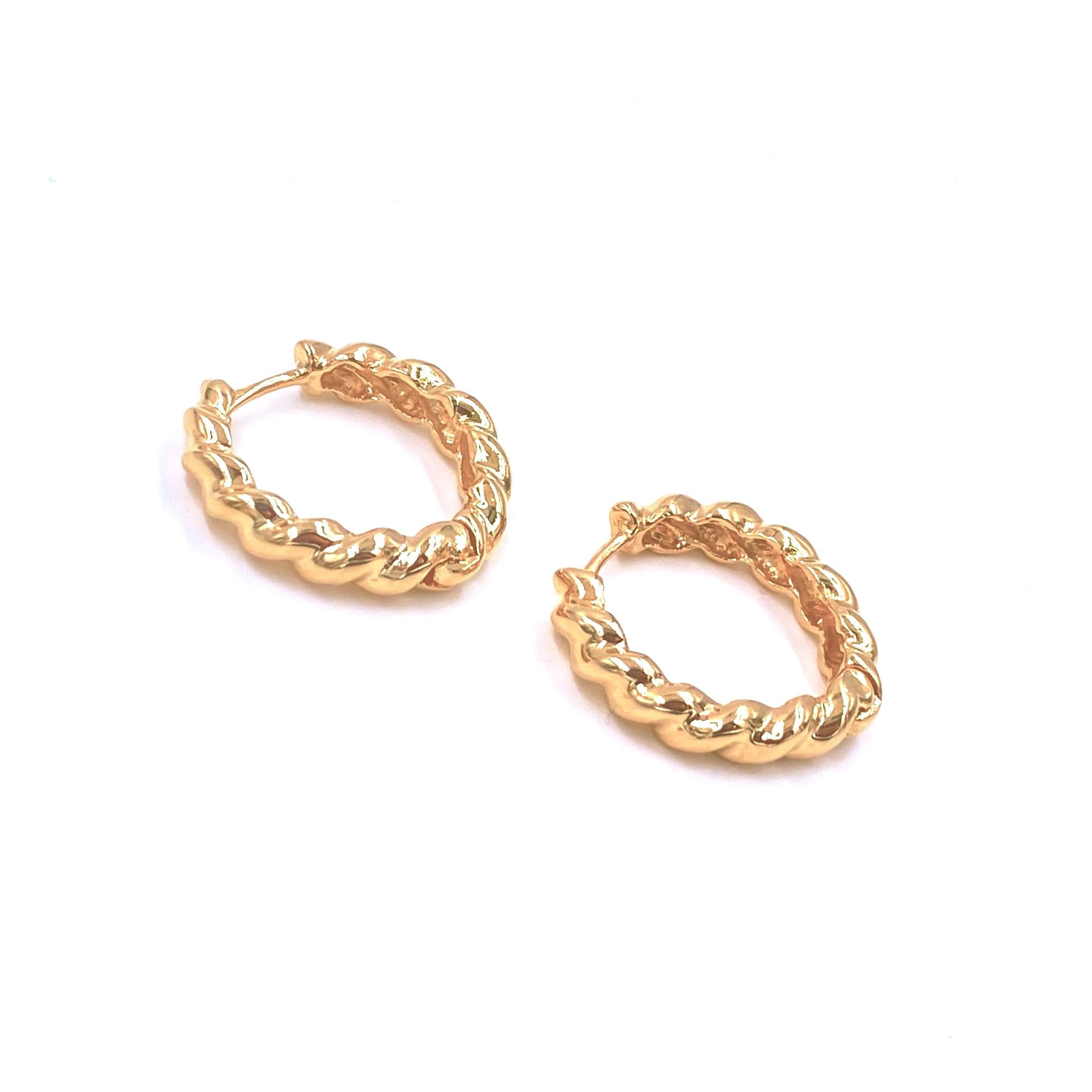 Ashley Gold Stainless Steel Small Twisted Hoop Earrings - Hypoallergenic 18K Gold Plated Earrings for Women | Perfect for Everyday Wear, Parties & Gifts