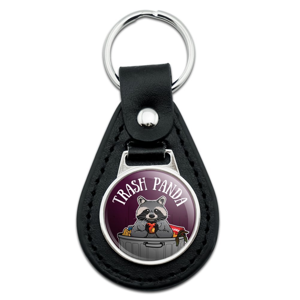 Black Leather Raccoon Trash Panda Keychain - Cute Animal Garbage Can Design - Perfect for Keys, Backpacks & Gifts | Unique Novelty Accessory for Wildlife Lovers