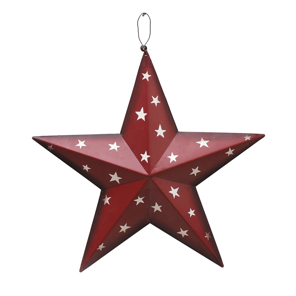 12in Patriotic USA Flag Metal Star Decor - Indoor/Outdoor Barn Wall Hanging for July 4th & Holidays
