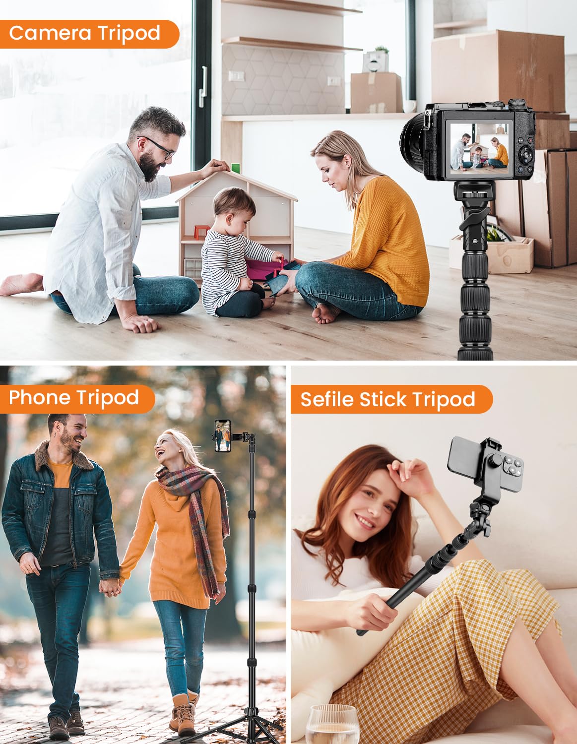 Nineigh 190cm Aluminum Phone Tripod with Remote & Holder - Extendable Selfie Stick Stand for iPhone, Samsung, Huawei & Action Cameras - Perfect for Vlogging, Live Streaming & Outdoor Photography