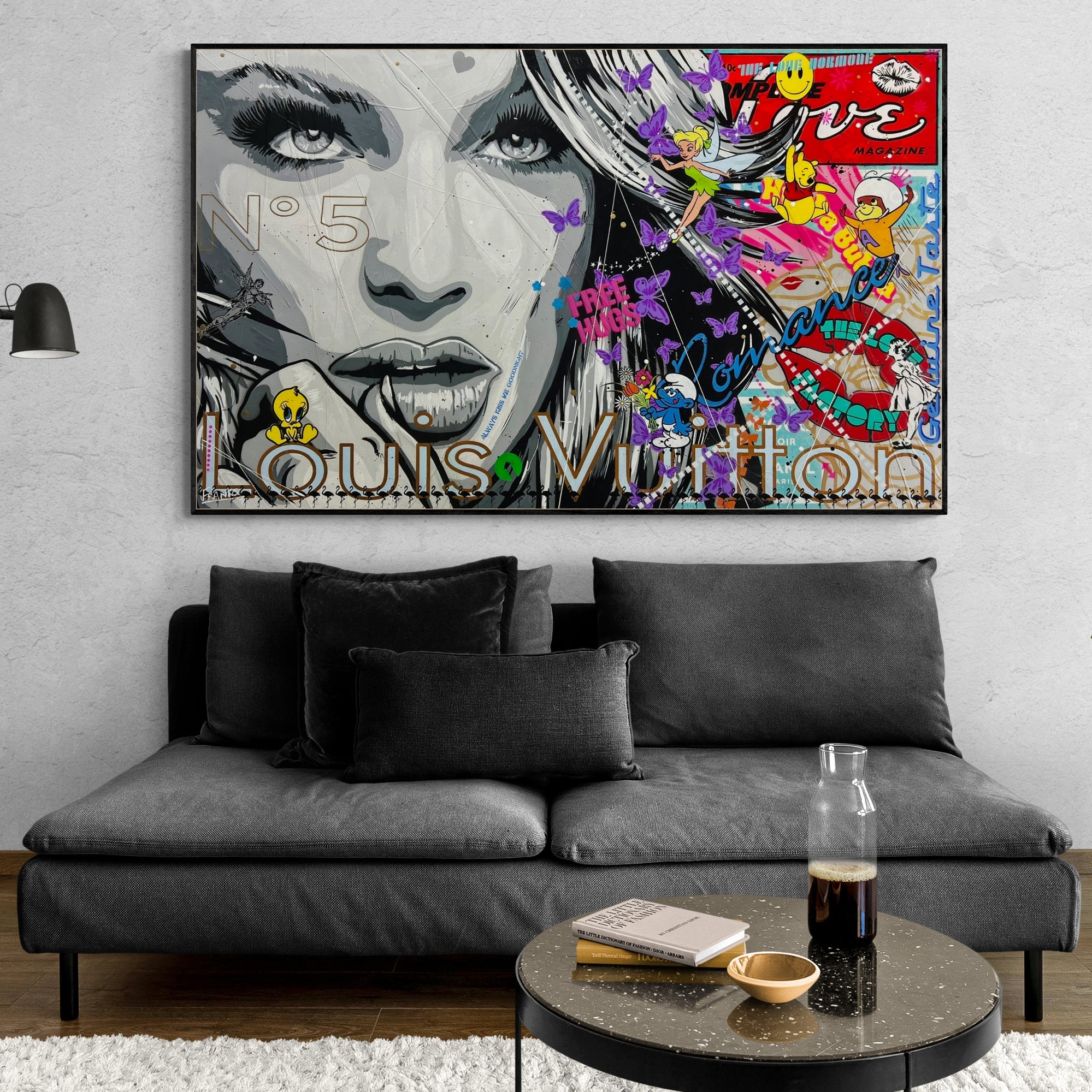 Pixie Love 160cm x 100cm Sexy Woman Textured Urban Pop Art Canvas Painting - Modern Home Decor for Living Room, Bedroom & Office Wall Art