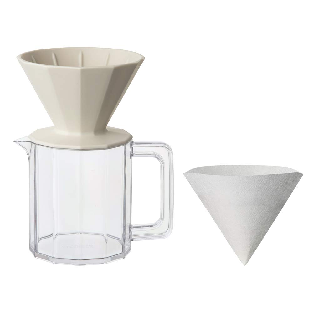 Kinto ALFRESCO Brewer Jug Set - 34oz Coffee Maker with 4 Cups, Beige - Perfect for Outdoor Camping, Picnics & Home Brewing