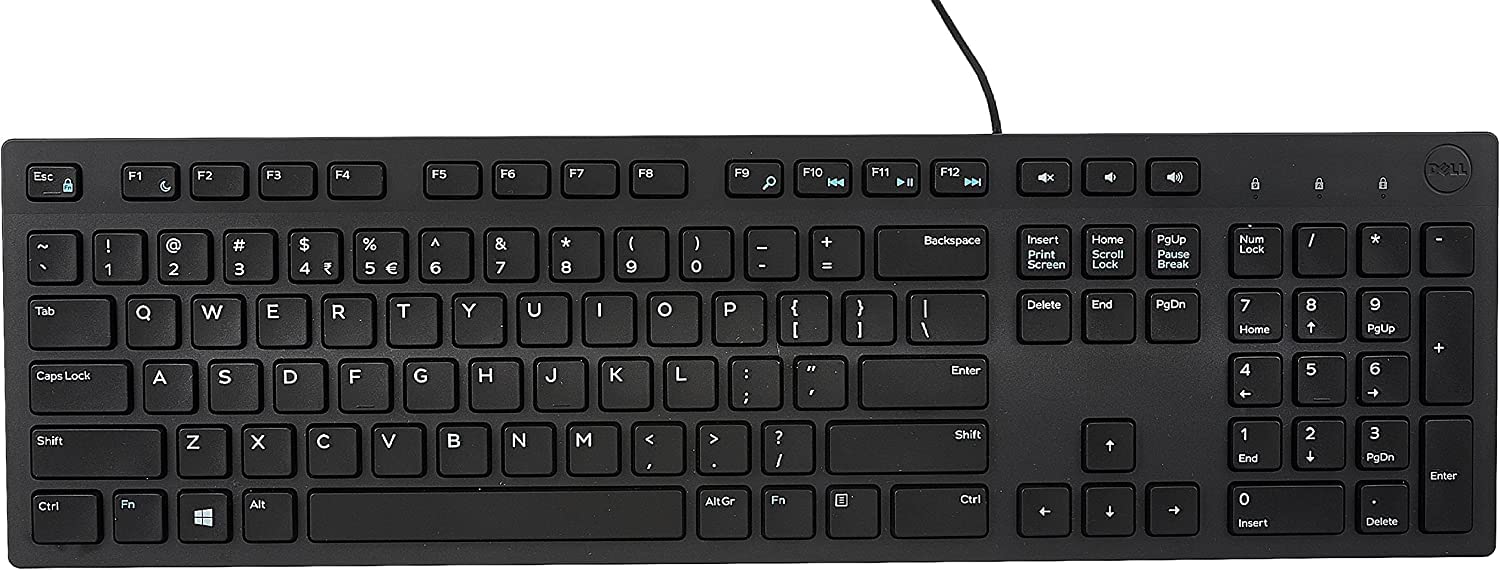 HBB 10-Pack Wired USB Keyboard - Black KB216 (580-ADMT) for Office, Gaming & Home Use - Durable & Ergonomic Computer Keyboards Bulk Wholesale