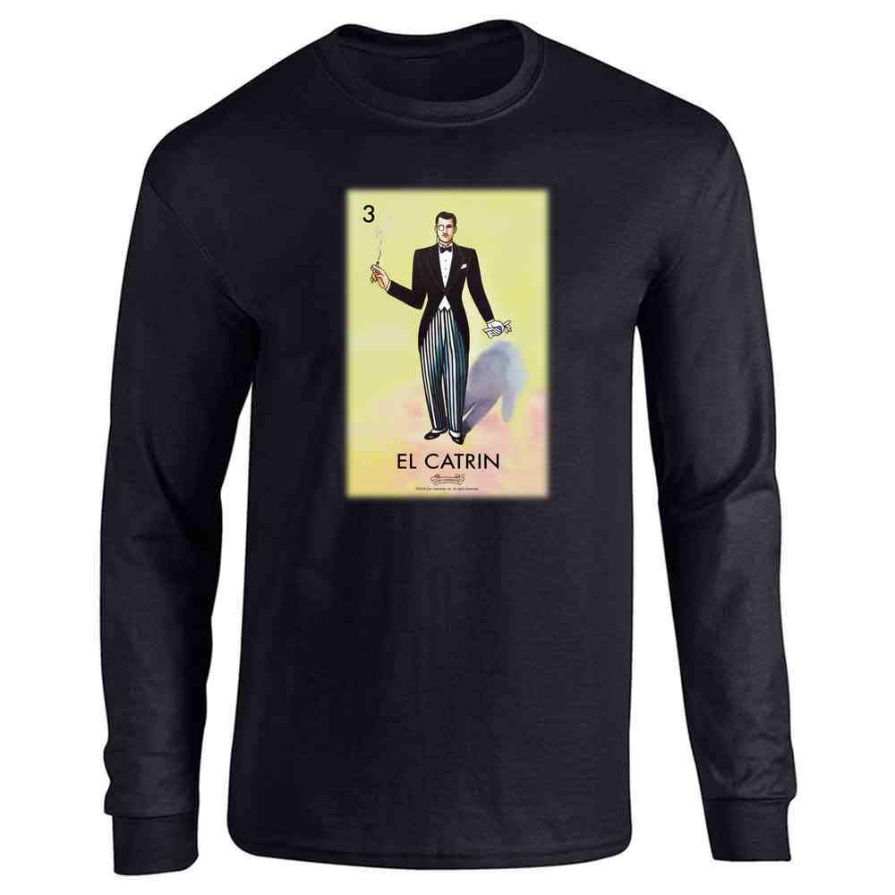 Pop Threads El Catrin Dandy Loteria Card Mexican Graphic T-Shirt for Men - Vintage Latino Style Cotton Tee for Casual Wear, Parties & Hispanic Heritage Celebrations