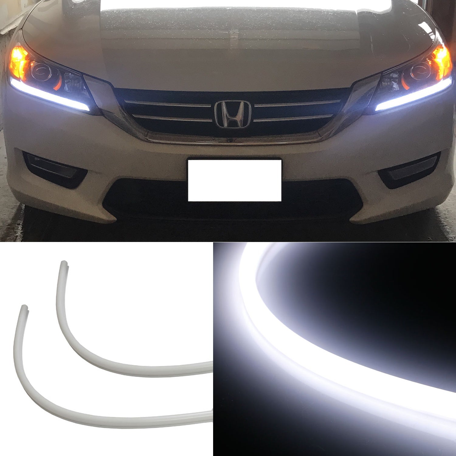 13-15 Honda Accord Sedan LED DRL Headlights - Bright White Daylight Running Lights with Easy Installation - Upgrade for Night Driving & Enhanced Visibility