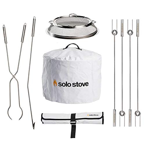 **Solo Stove Bonfire Accessory Bundle - Includes Bonfire Shield, Shelter, Roasting Sticks & Fire Pit Tools - Perfect for Camping, Backyard Gatherings & Outdoor Cooking**