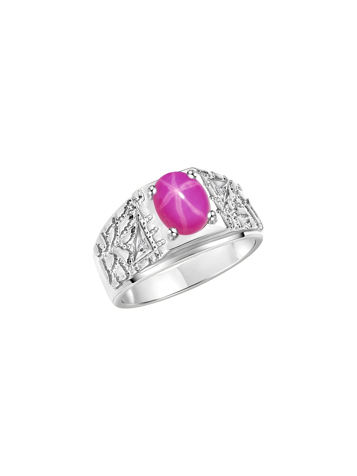Rylos Men's Designer Nugget Ring - 9X7MM Oval Gemstone & Sparkling Diamonds, Sterling Silver Birthstone Rings for Men (Sizes 8-13) | Perfect Gift for Anniversary, Wedding & Special Occasions