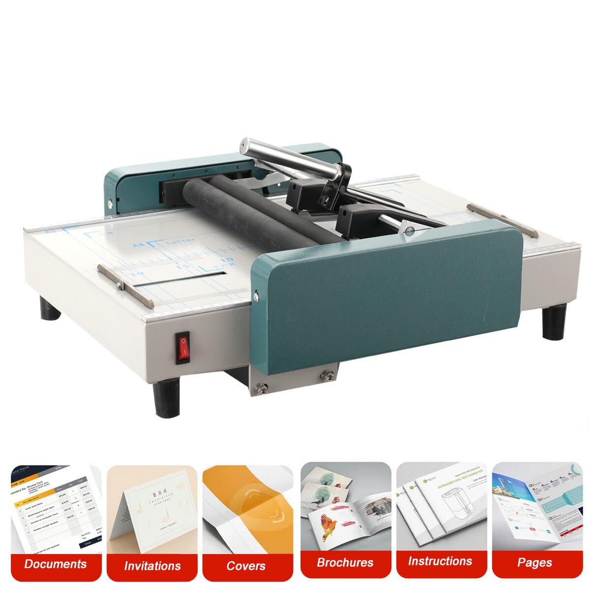 ECUTEE A3 Manual Booklet Maker - 110V Folding Binding Machine with Stapler for Bookbinding, Pamphlets & Documents | Ideal for Printing Factories, Schools & Office Use