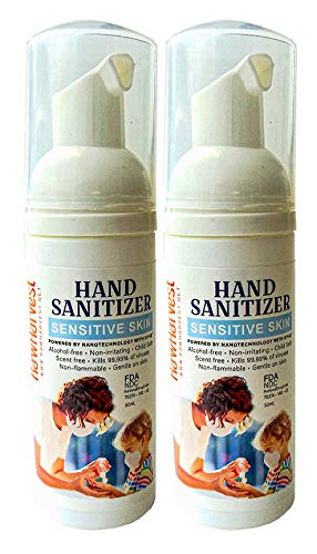 FDA Approved Hand Sanitizer for Sensitive Skin - 1.7oz (2 Pack) | Gentle Alcohol-Based Sanitizing Gel for Travel, Office & Home Use