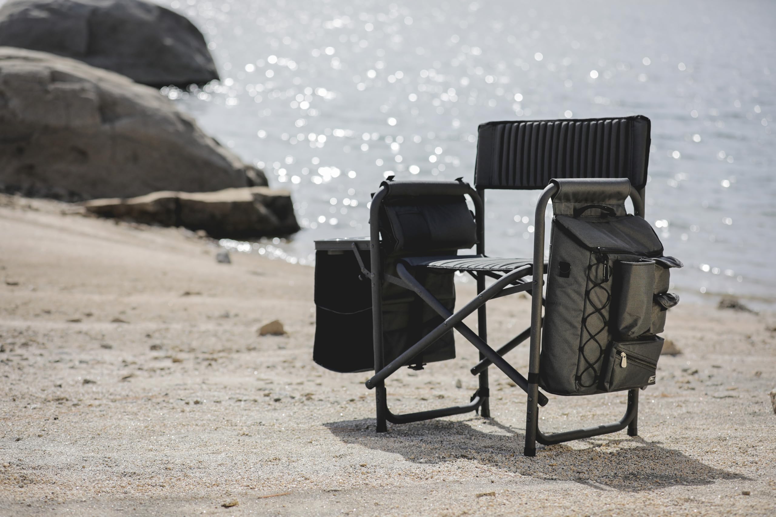 PICNIC TIME Fusion Backpack Chair with Built-in Cooler - Portable Outdoor Furniture for Camping, Beach & Tailgating - Dark Gray with Black Accents - One Size