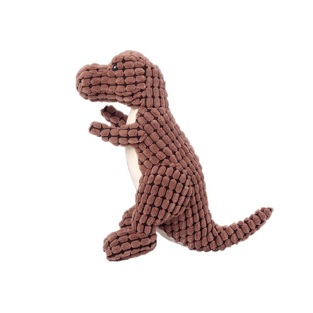 Durable Corduroy Stuffed Dog Toy with Squeaker - Interactive Plush Dinosaur Shape Chew Toy for Puppies & Dogs - Perfect for Playtime, Training & Cuddling
